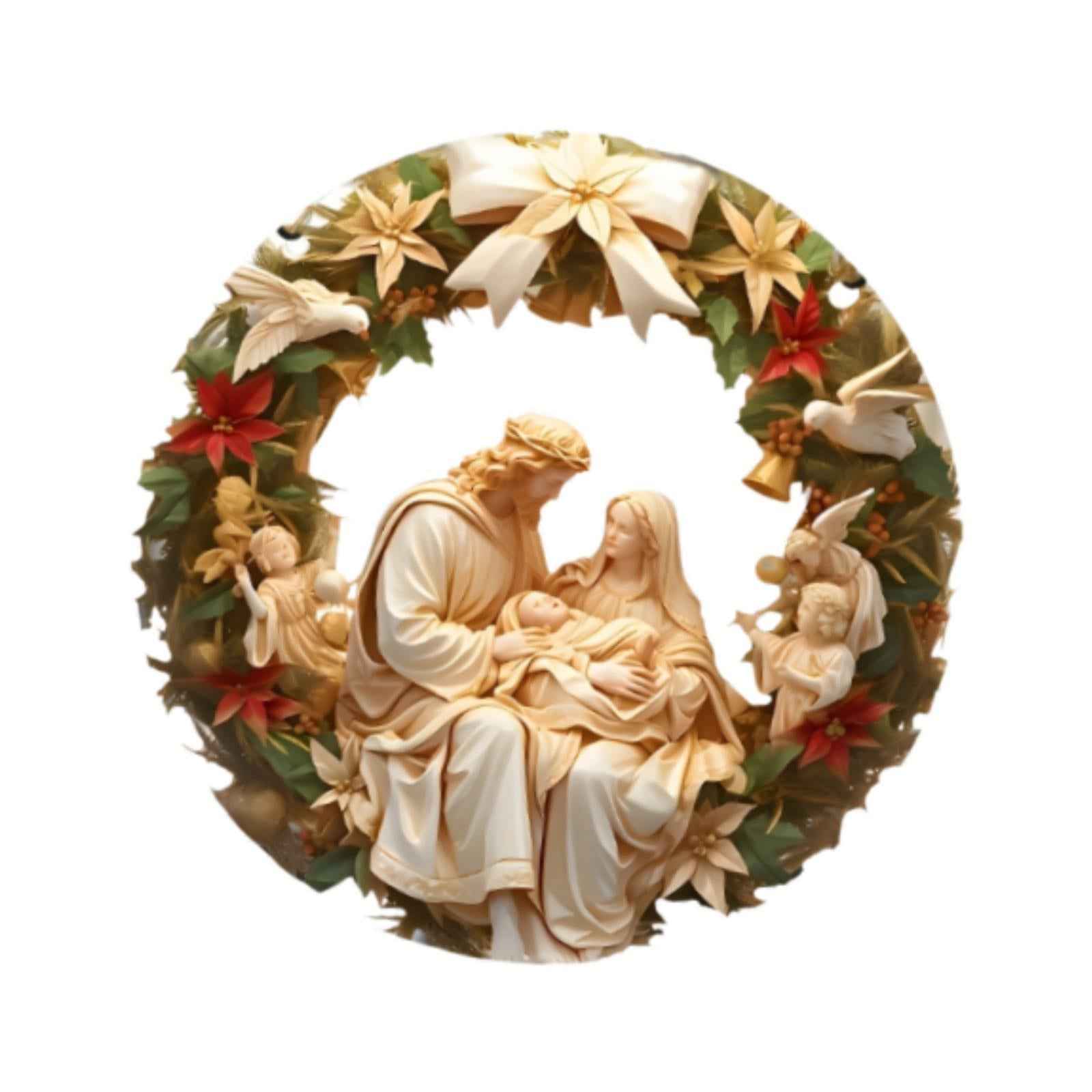Christmas Nativity Scene Ornament Family Friends Birth of Jesus Wall Hanging