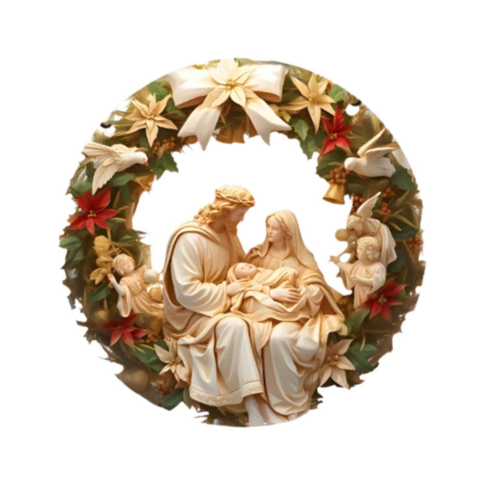 Christmas Nativity Scene Ornament Family Friends Birth of Jesus Wall Hanging