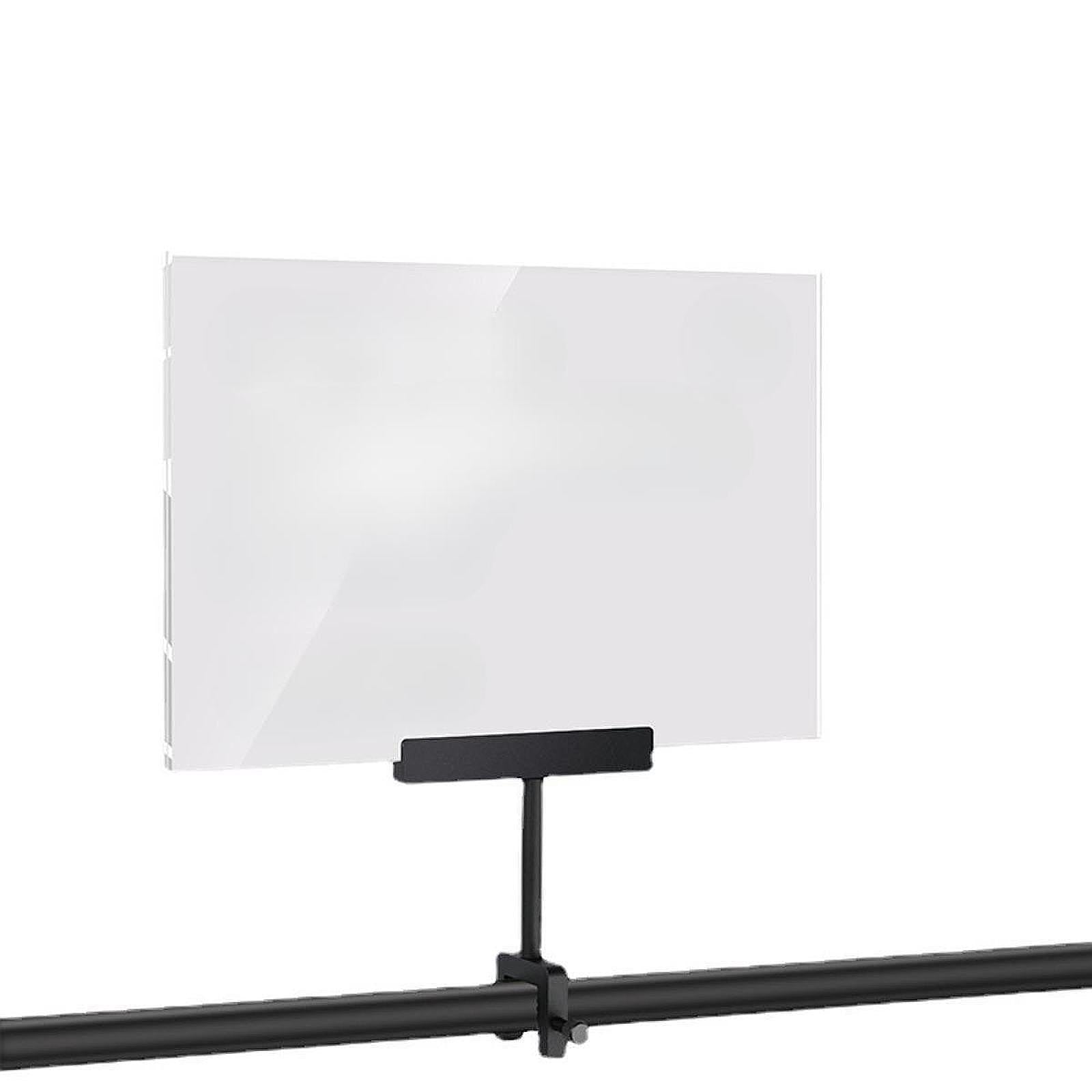 Acrylic Sign Holder with Clamp for Office Hangrails and Tubes Clothing Store Black