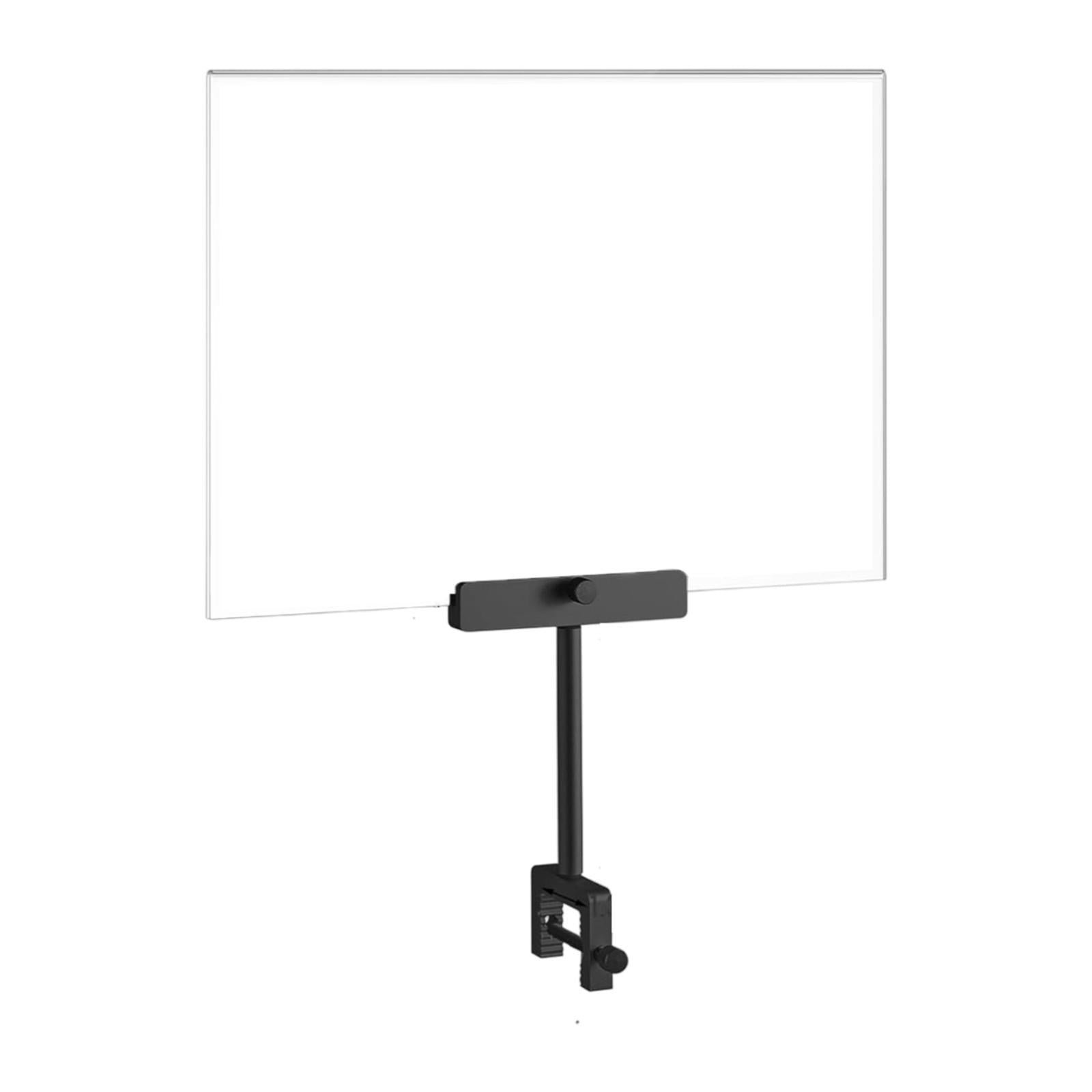 Acrylic Sign Holder with Clamp for Office Hangrails and Tubes Clothing Store Black