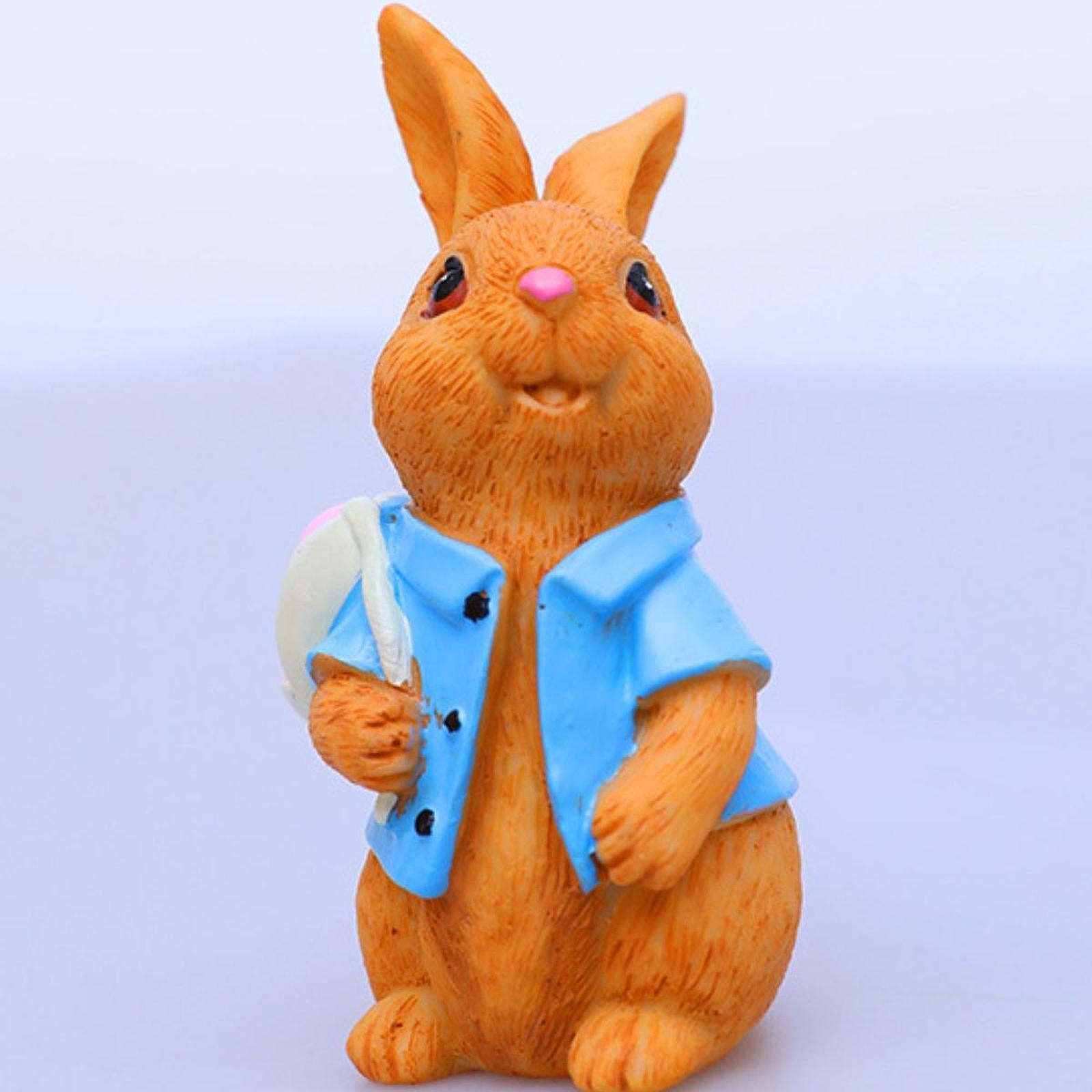 2Pcs Resin Easter Bunny Couple Figurine for Window Sill Decor Cute Versatile