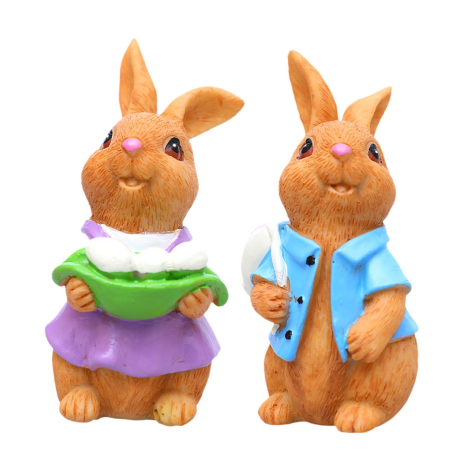 2Pcs Resin Easter Bunny Couple Figurine for Window Sill Decor Cute Versatile