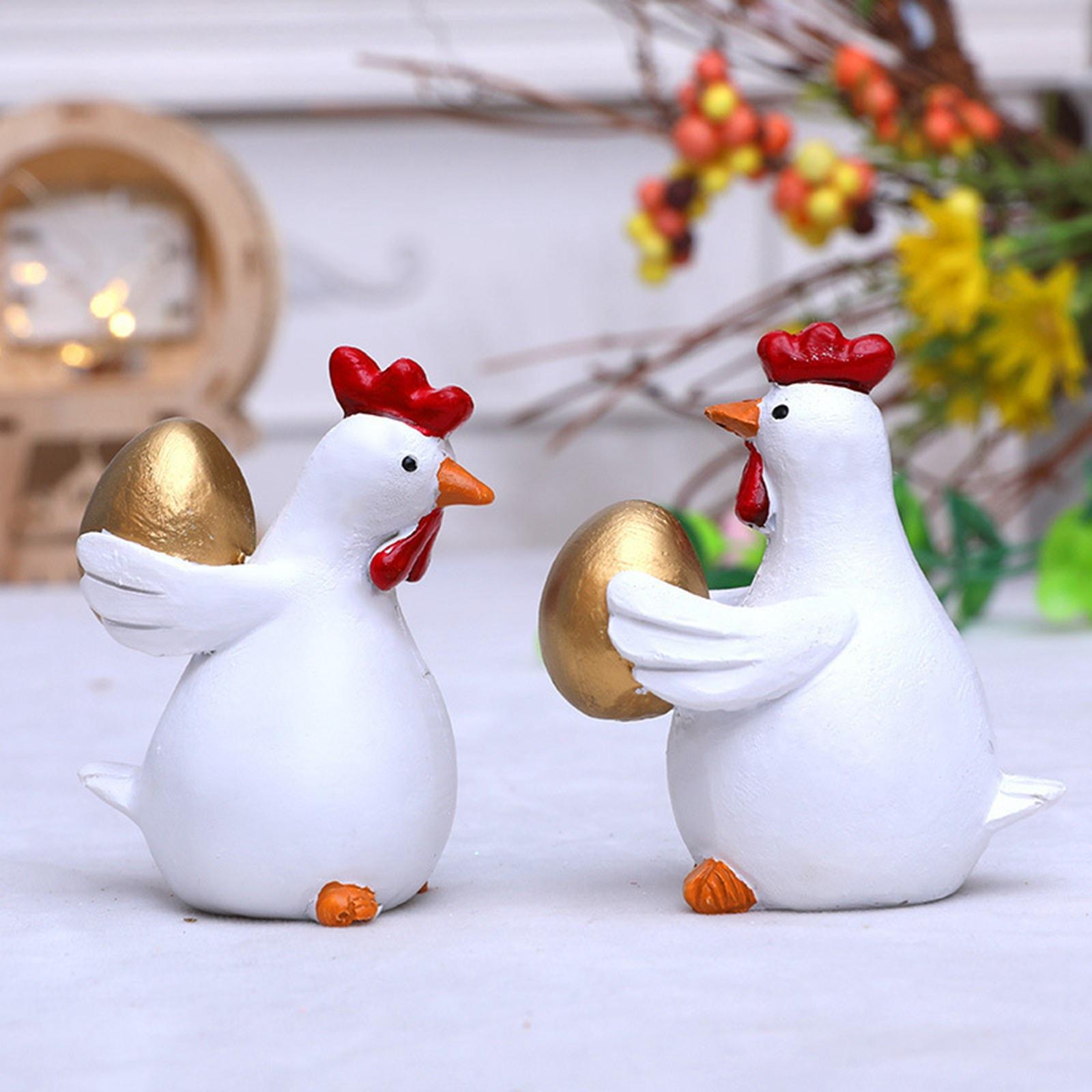 2 Pieces Easter Statue Gift Chick Sculpture for Housewarming Desktop Cabinet