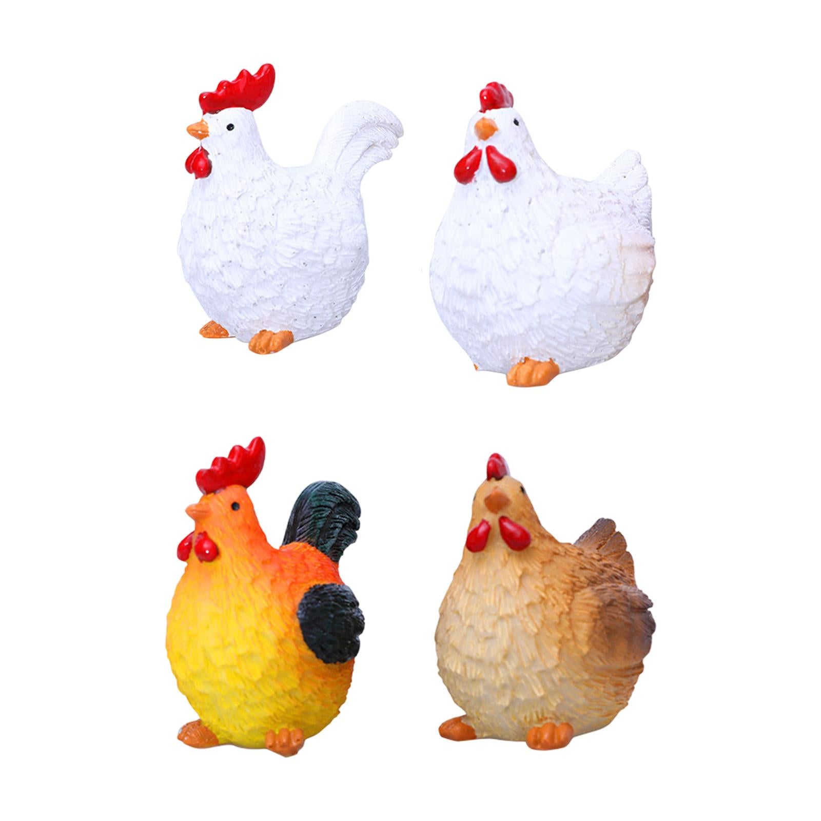 2 Pieces Chicken Miniature Figurines Flowerpot Decor for Yard Porch Backyard White