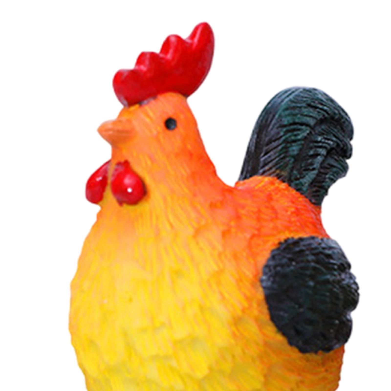 2 Pieces Chicken Miniature Figurines Flowerpot Decor for Yard Porch Backyard Orange and Brown