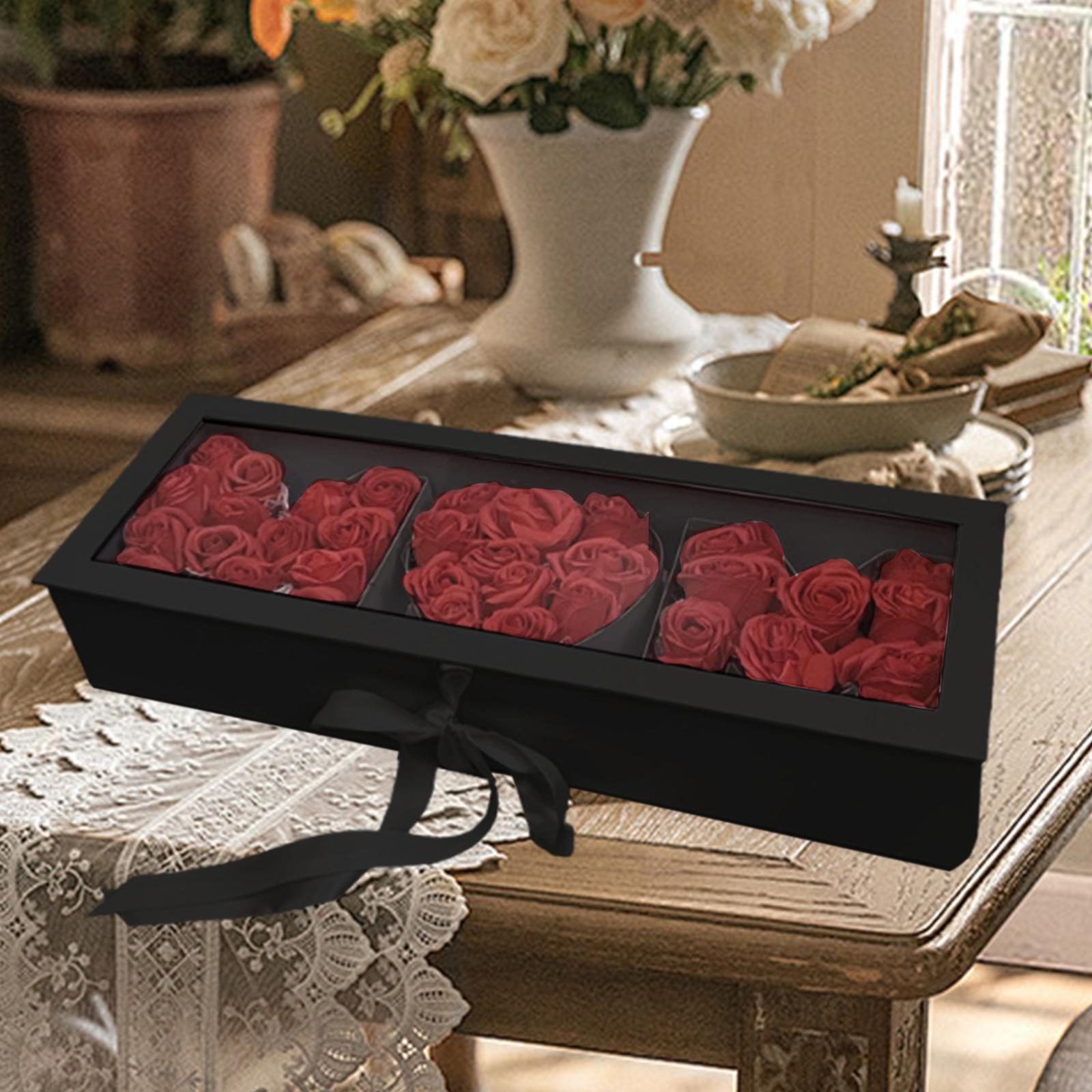 Mom Gift Flower Fillable Box Lightweight for Floral Arrangement 22x7.8x4inch Black