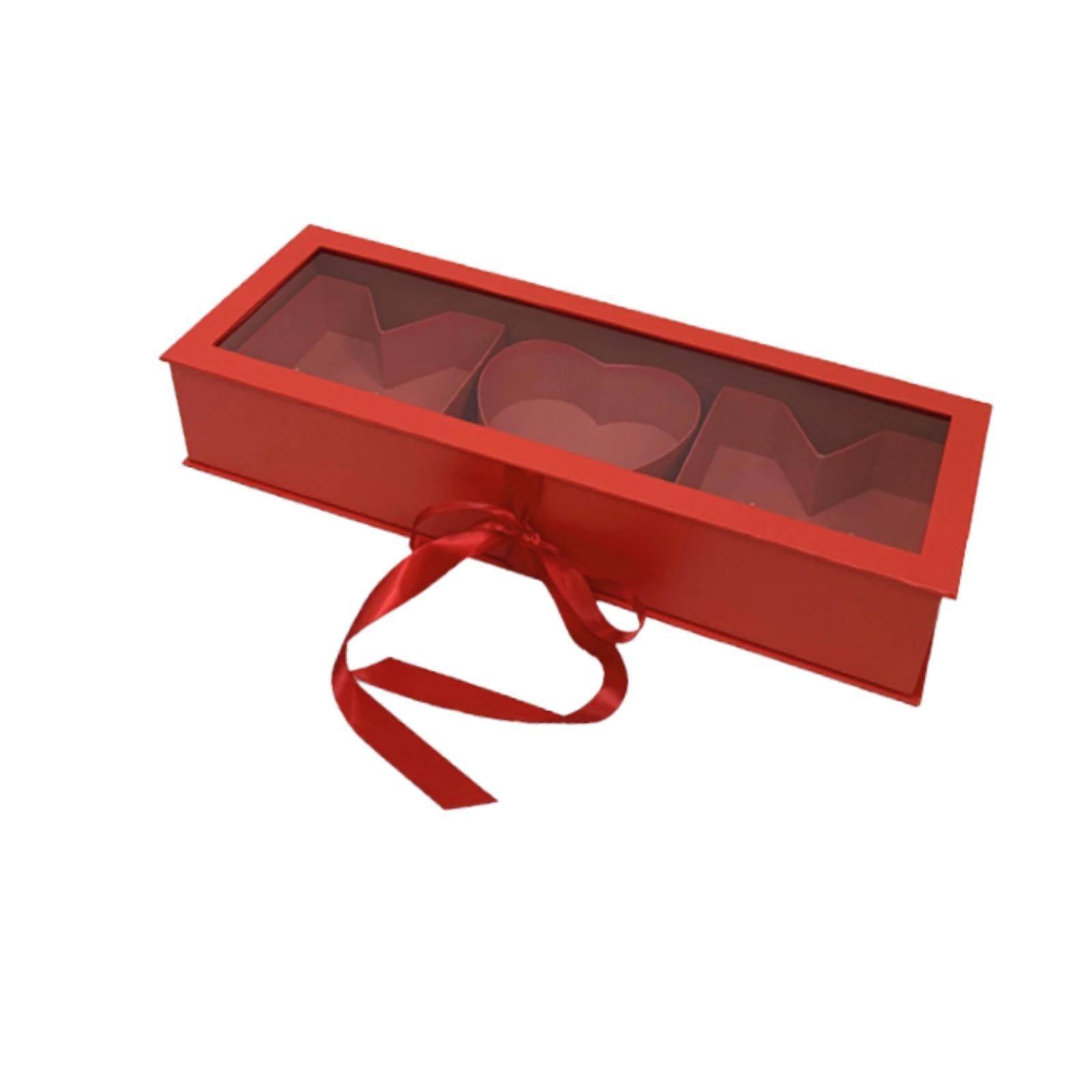 Mom Gift Flower Fillable Box Lightweight for Floral Arrangement 22x7.8x4inch Red