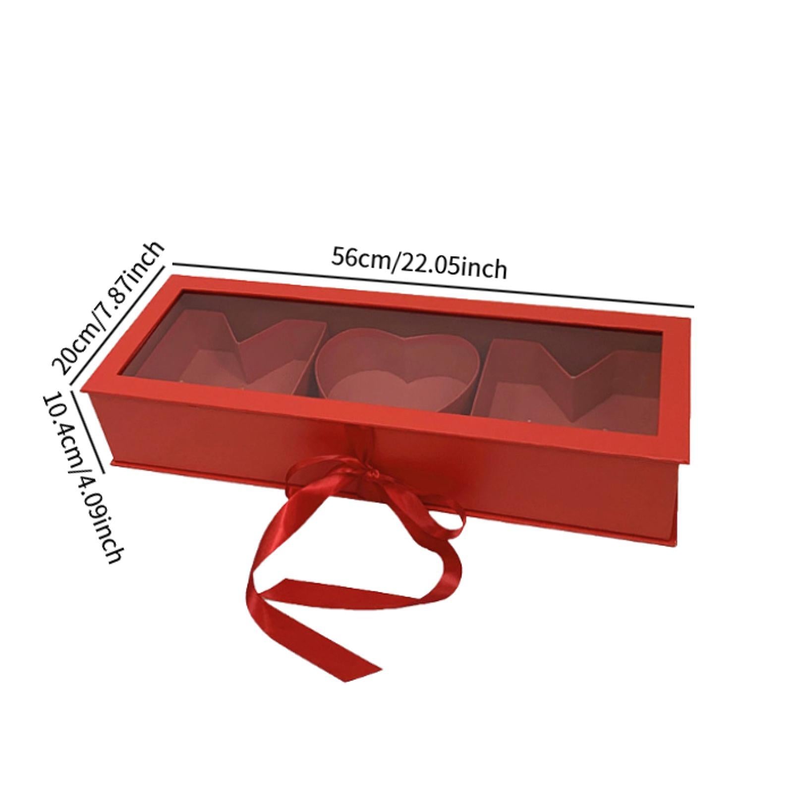 Mom Gift Flower Fillable Box Lightweight for Floral Arrangement 22x7.8x4inch Red