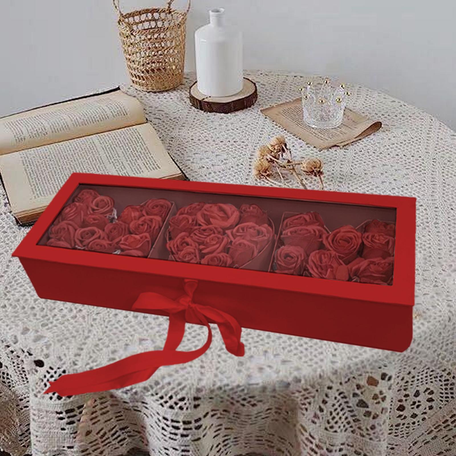 Mom Gift Flower Fillable Box Lightweight for Floral Arrangement 22x7.8x4inch Red