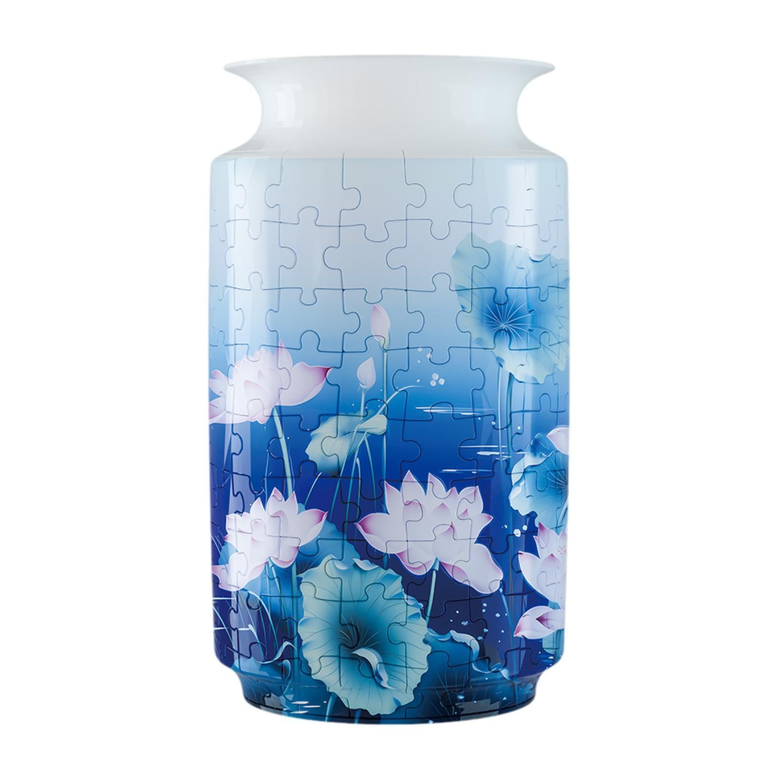 3D Puzzle Flower Vase Desktop Centerpiece Simple Party Decorative Flower Pot Lotus Pattern