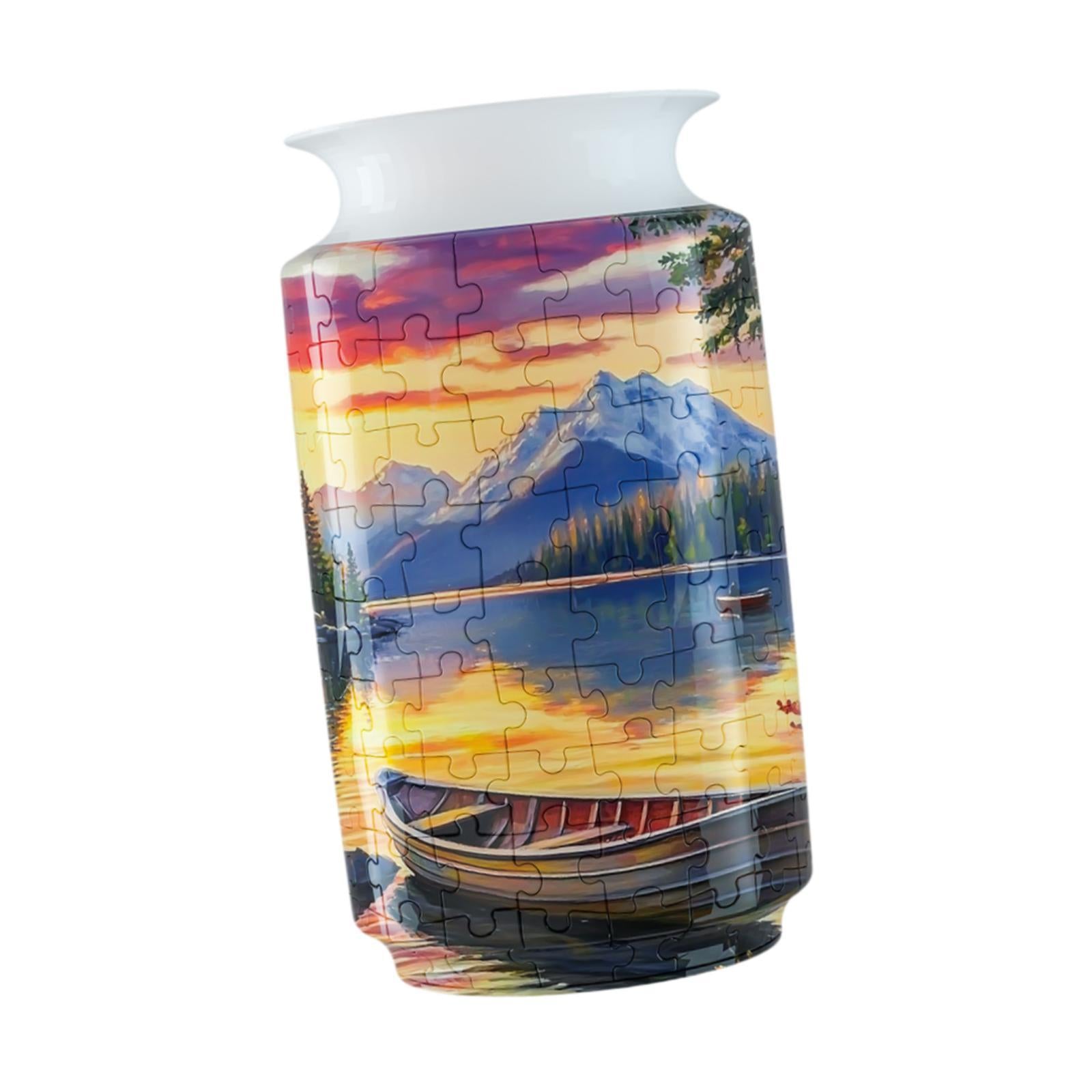 3D Puzzle Flower Vase Desktop Centerpiece Simple Party Decorative Flower Pot Boat Pattern