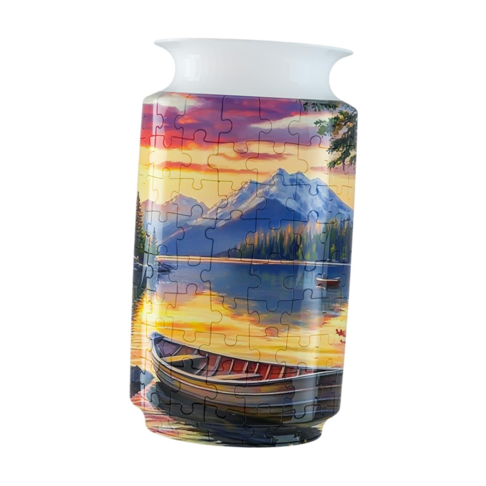 3D Puzzle Flower Vase Desktop Centerpiece Simple Party Decorative Flower Pot Boat Pattern