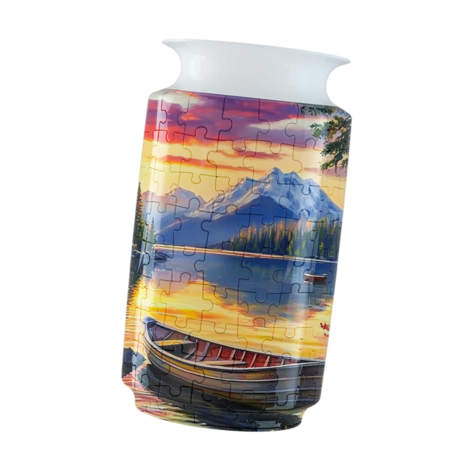 3D Puzzle Flower Vase Desktop Centerpiece Simple Party Decorative Flower Pot Boat Pattern