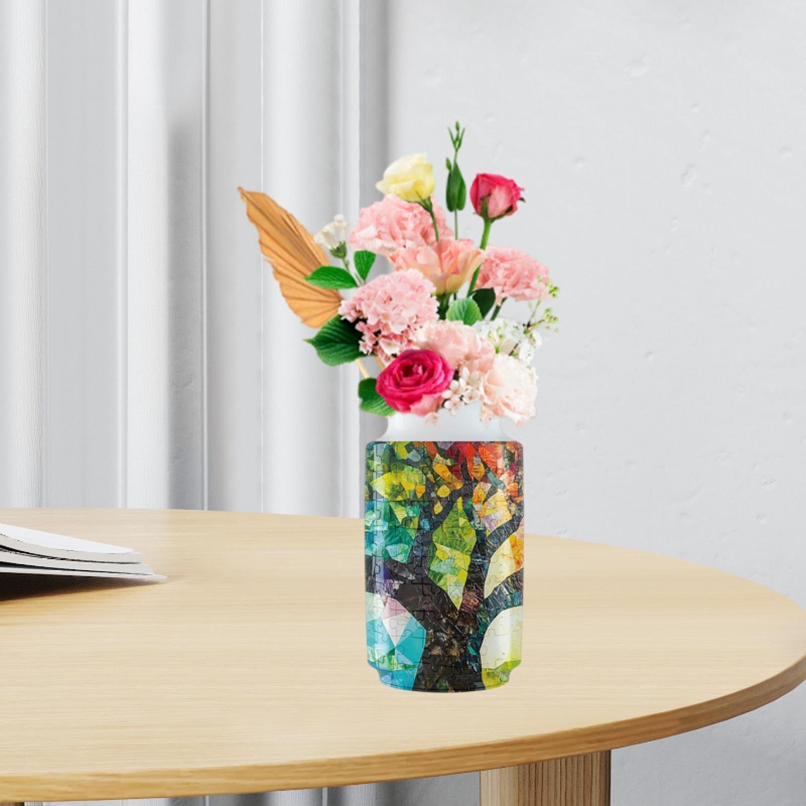 3D Puzzle Flower Vase Desktop Centerpiece Simple Party Decorative Flower Pot Tree Pattern