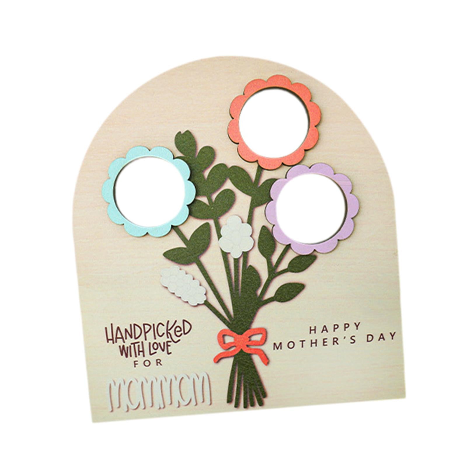 Mothers Day Bouquet Sign Novelty Wooden Ornament for Indoor Office Bookshelf