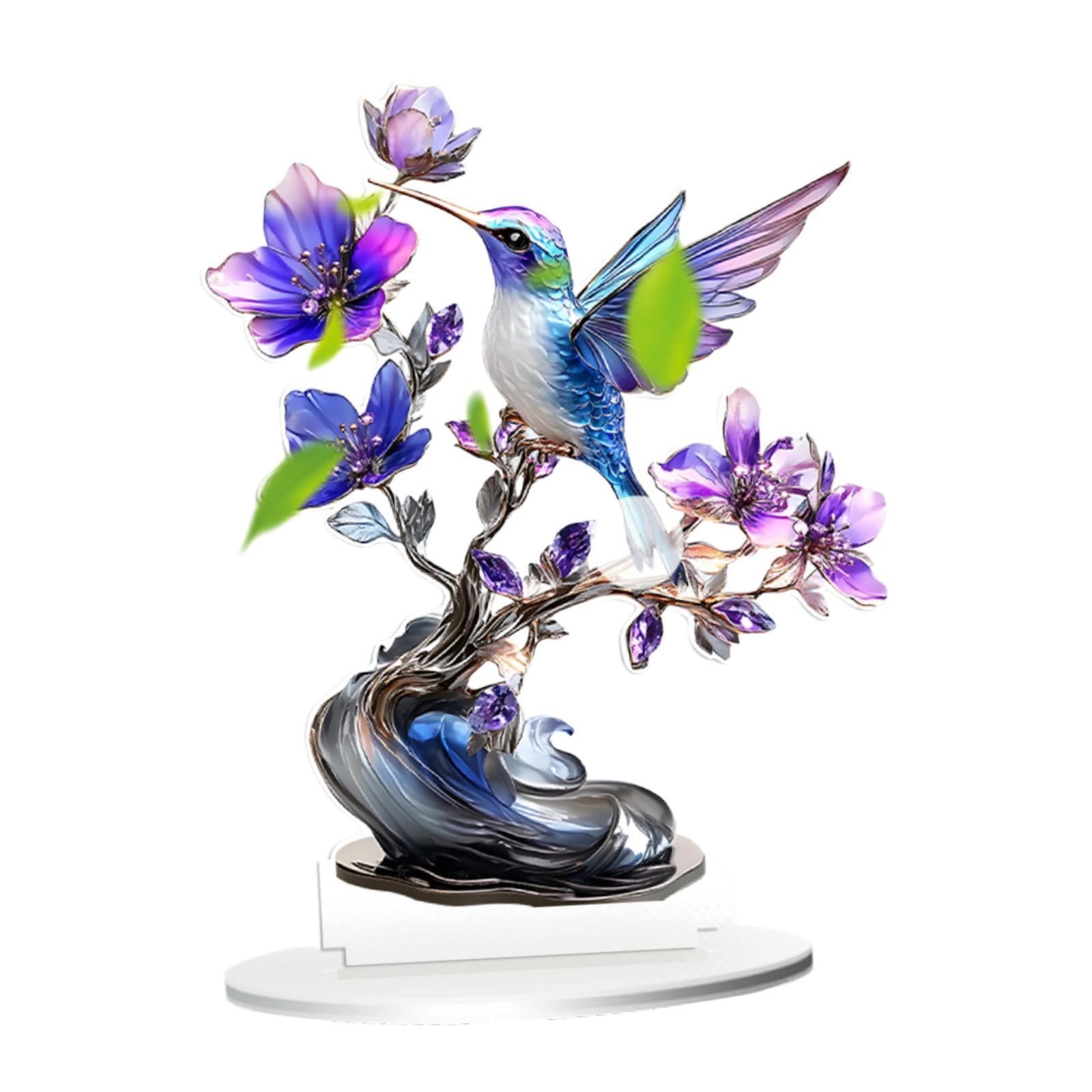 2D Multi Coloured Plaque Table Sign Versatile with Bracket Tabletop Ornament Bird Pattern