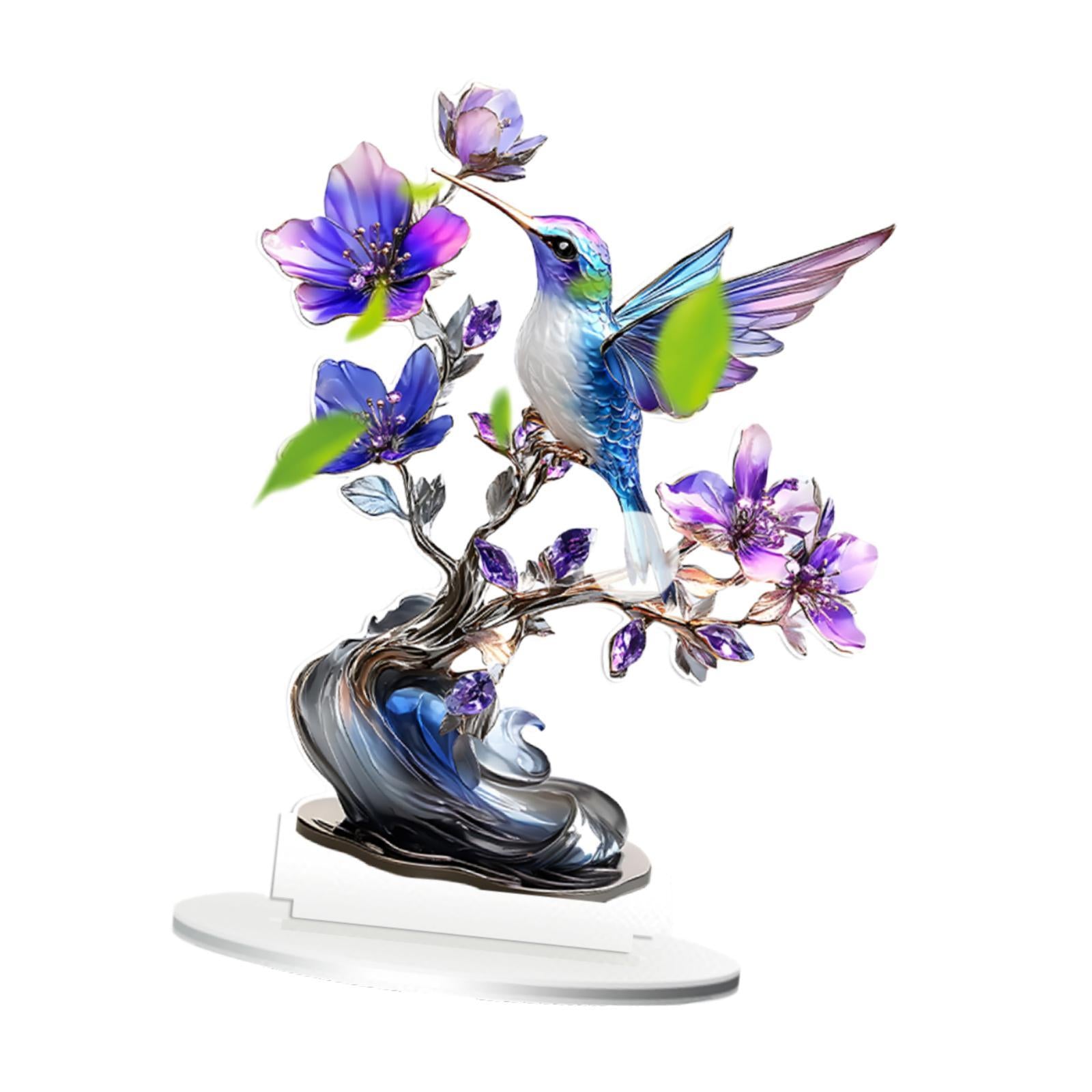 2D Multi Coloured Plaque Table Sign Versatile with Bracket Tabletop Ornament Bird Pattern