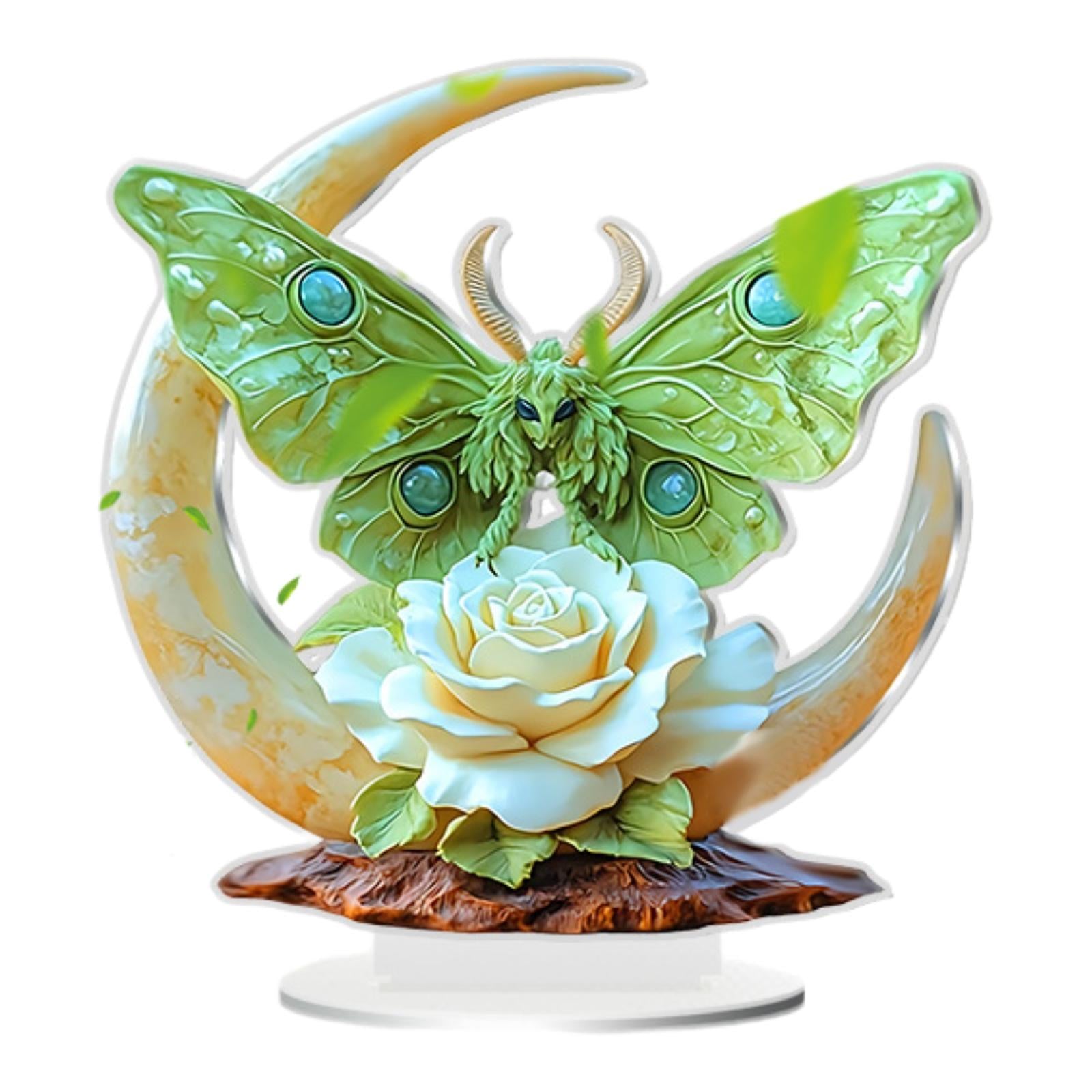 2D Multi Coloured Plaque Table Sign Versatile with Bracket Tabletop Ornament White flower Pattern