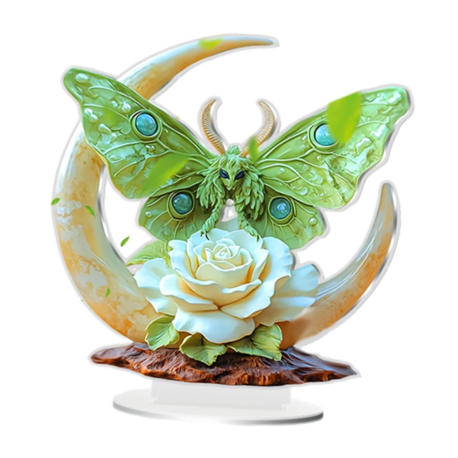 2D Multi Coloured Plaque Table Sign Versatile with Bracket Tabletop Ornament White flower Pattern