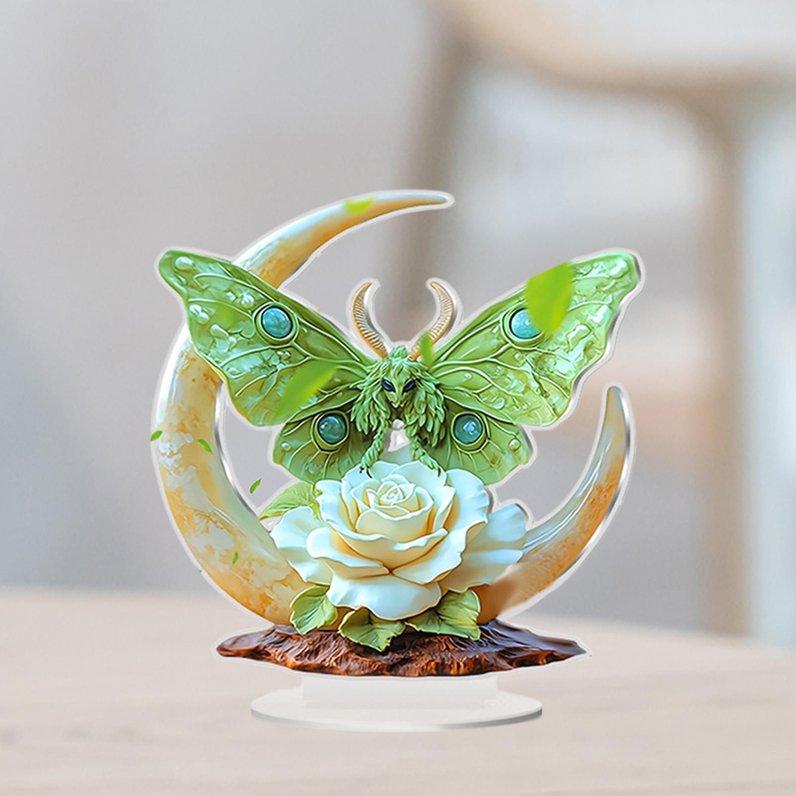 2D Multi Coloured Plaque Table Sign Versatile with Bracket Tabletop Ornament White flower Pattern