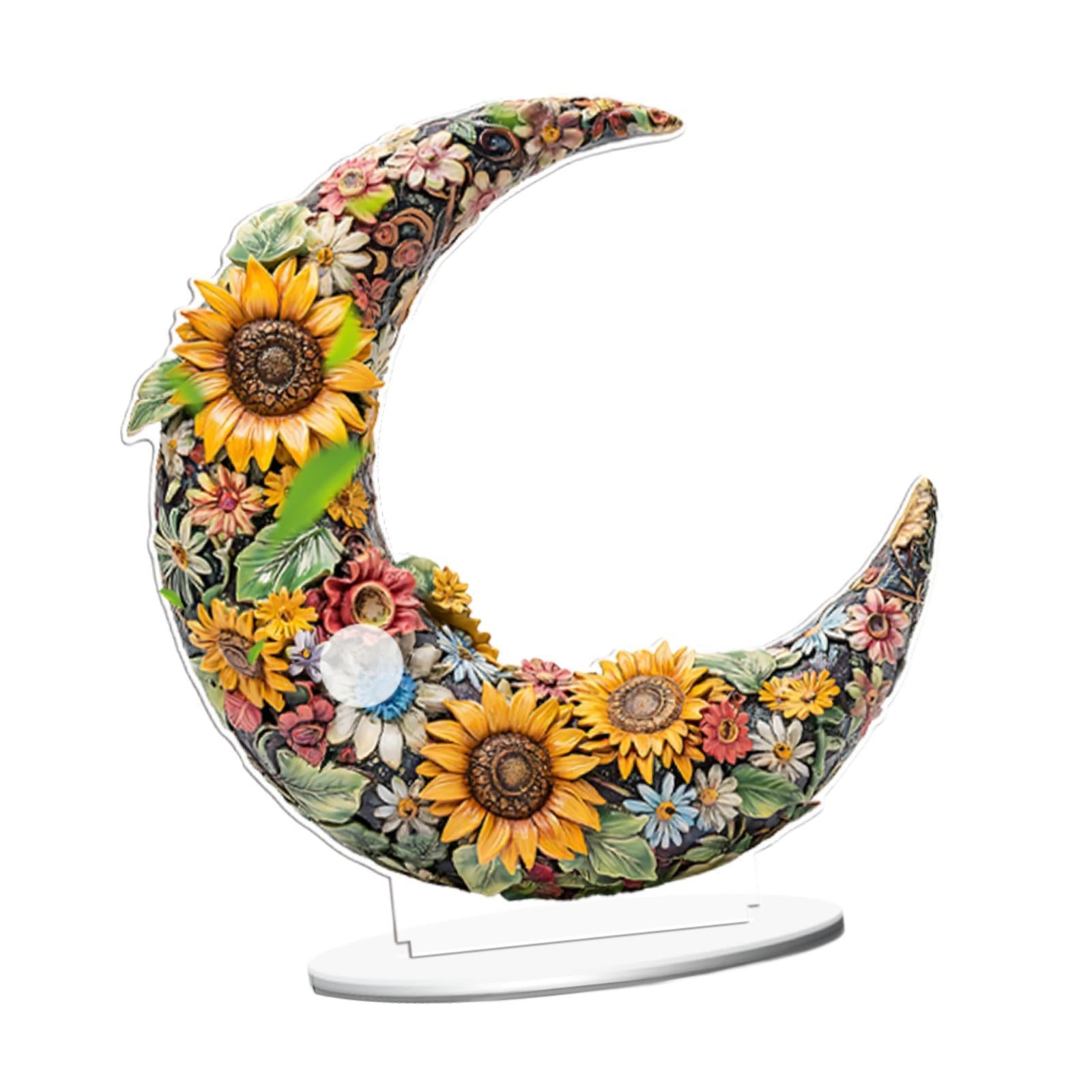 2D Multi Coloured Plaque Table Sign Versatile with Bracket Tabletop Ornament Sunflower Pattern