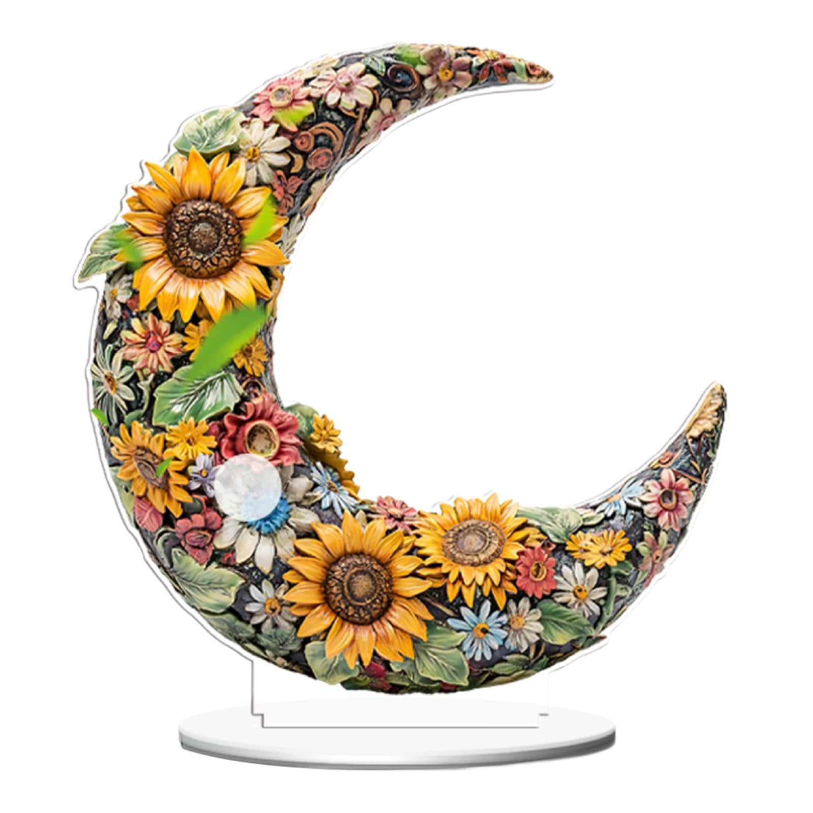 2D Multi Coloured Plaque Table Sign Versatile with Bracket Tabletop Ornament Sunflower Pattern