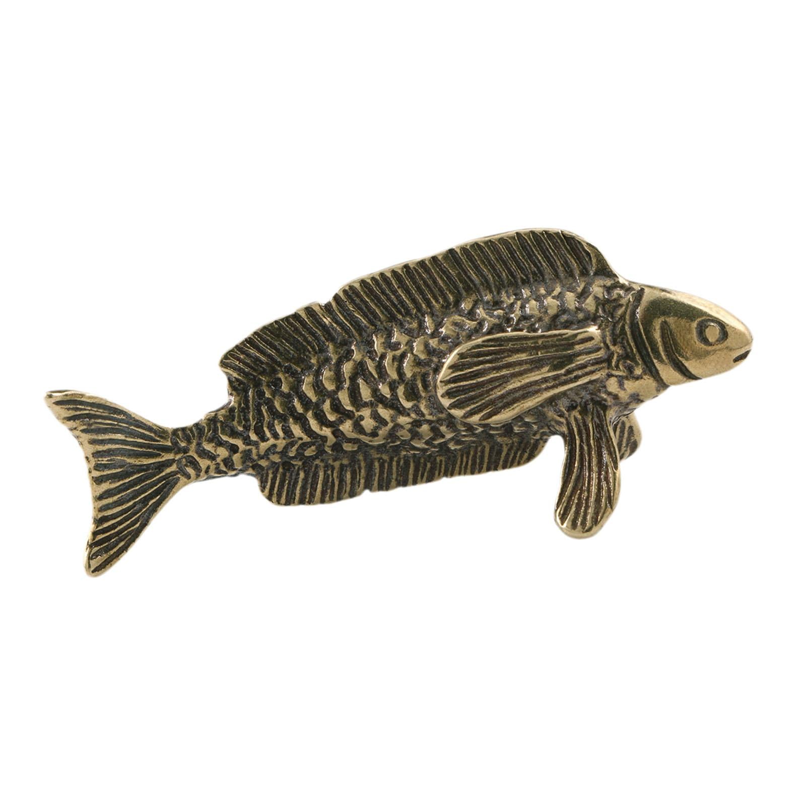 Brass Fish Sculpture Portable Tea Pet Ornament for Study Fireplace Tea House