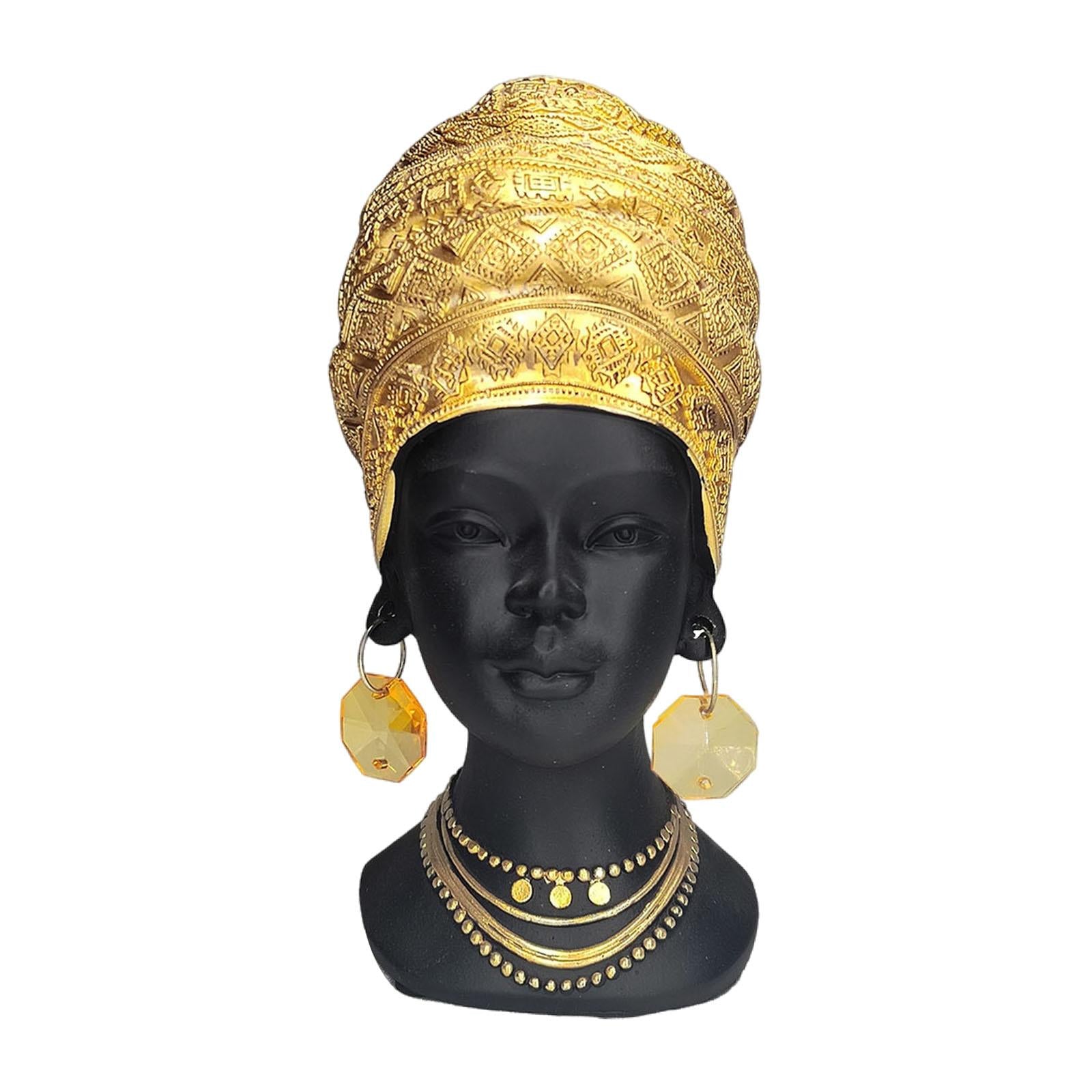 African Woman Statue Gift Craft Tabletop Ornament for Office Bookshelf Hotel