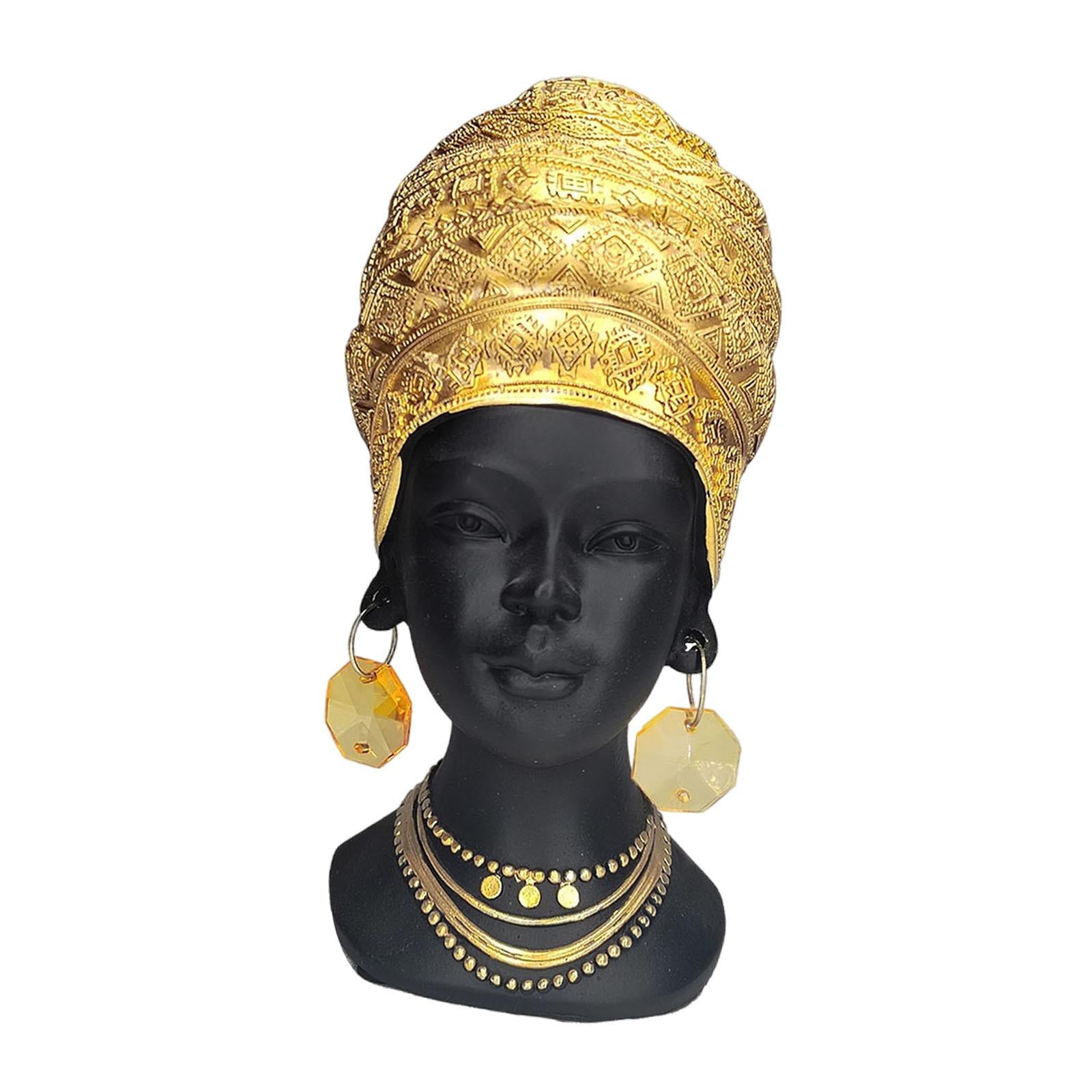 African Woman Statue Gift Craft Tabletop Ornament for Office Bookshelf Hotel