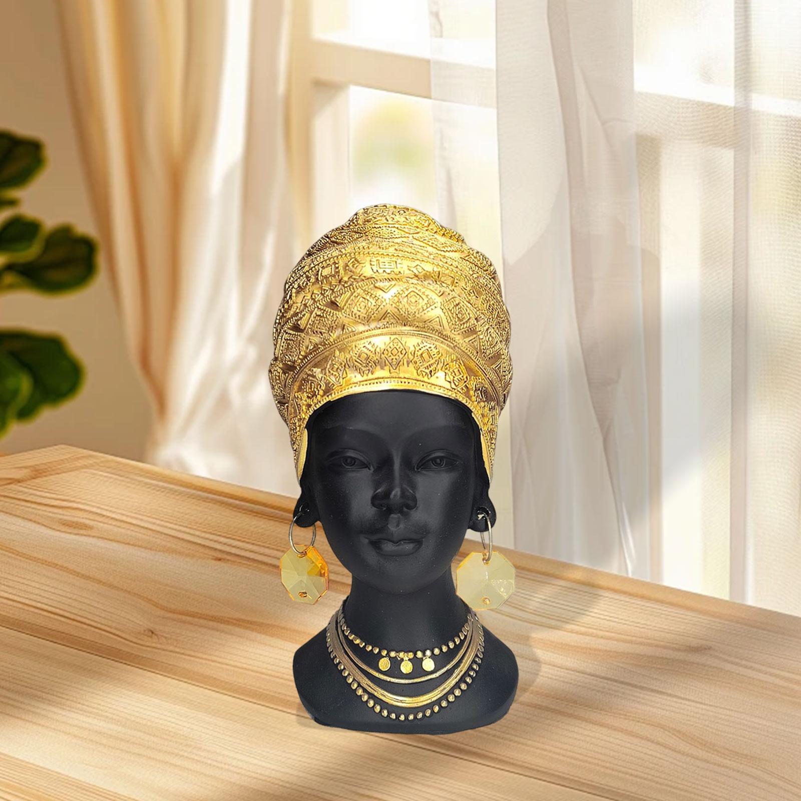 African Woman Statue Gift Craft Tabletop Ornament for Office Bookshelf Hotel
