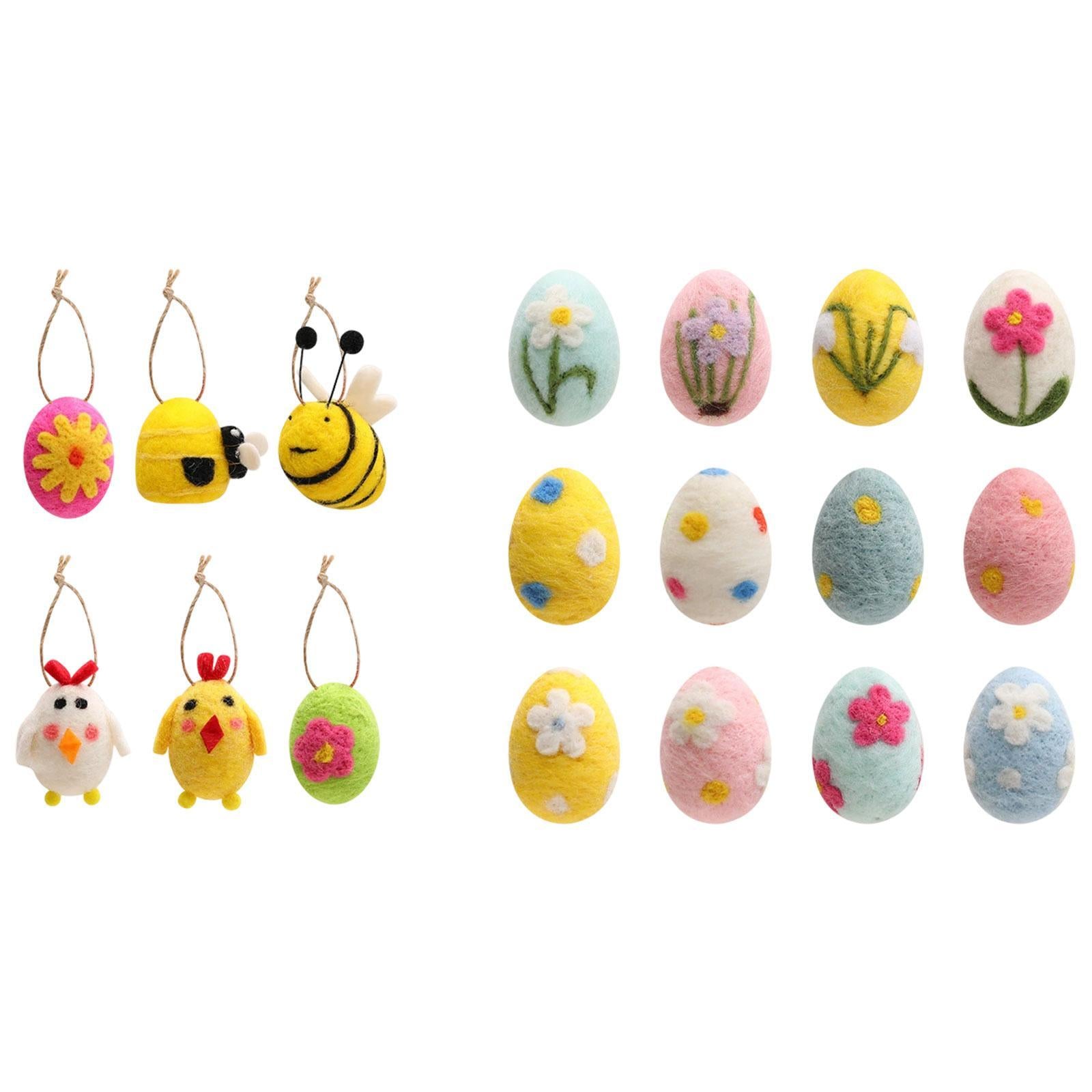 6Pcs Felted Easter Eggs Decor Easter Decoration for Holiday Indoor Farmhouse