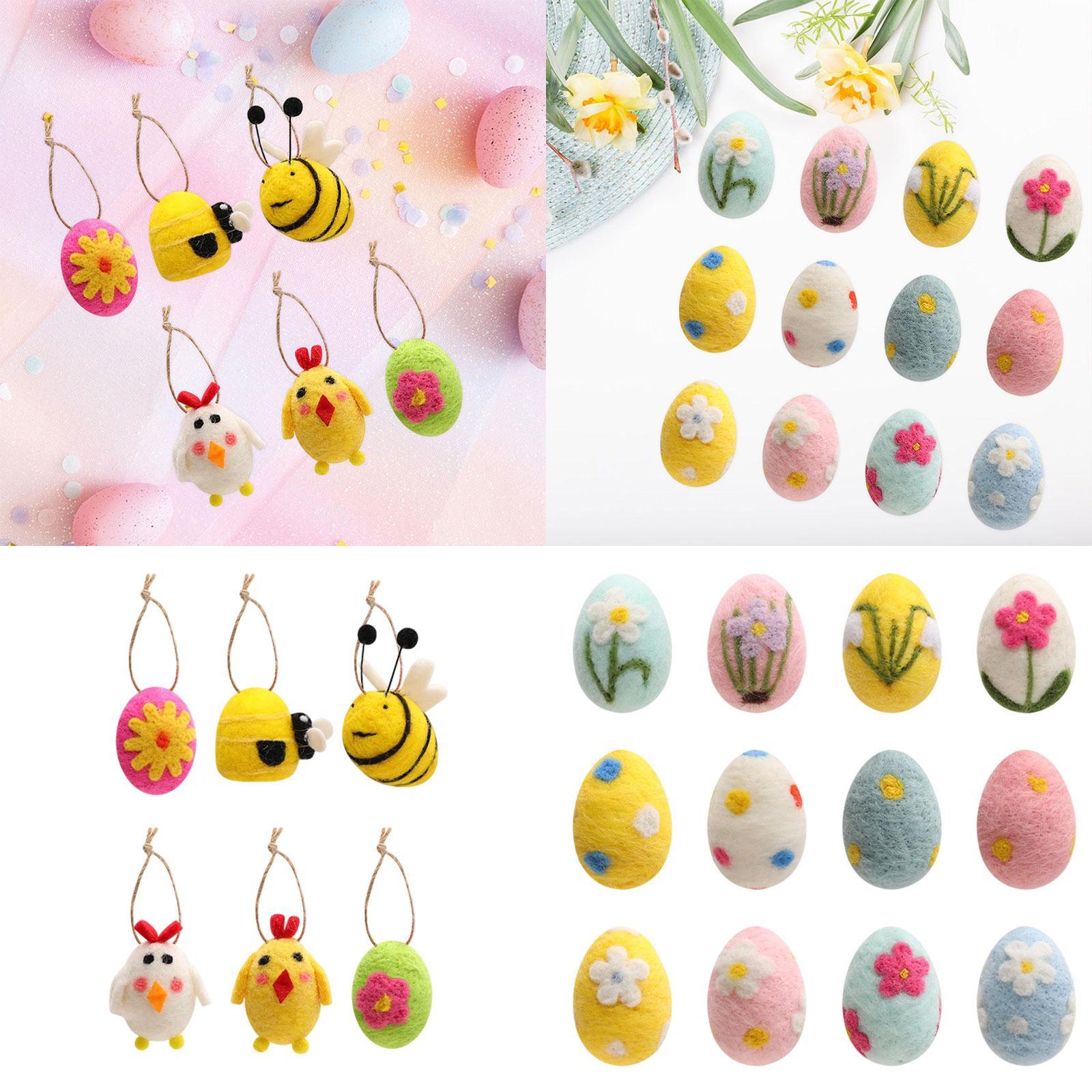 6Pcs Felted Easter Eggs Decor Easter Decoration for Holiday Indoor Farmhouse