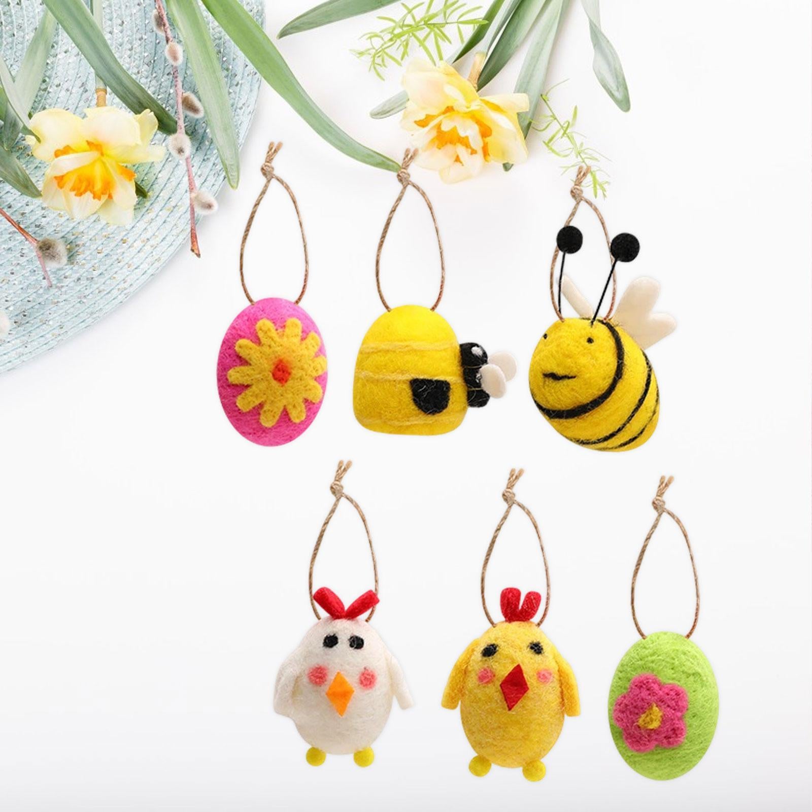6Pcs Felted Easter Eggs Decor Easter Decoration for Holiday Indoor Farmhouse