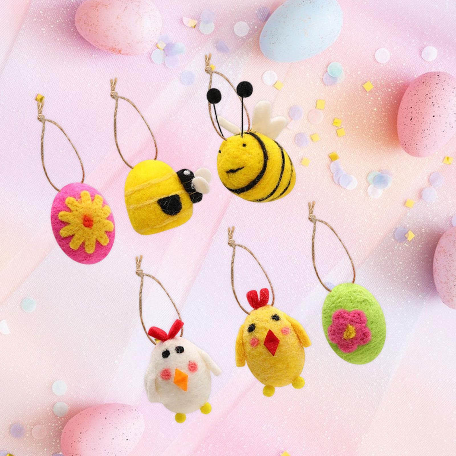 6Pcs Felted Easter Eggs Decor Easter Decoration for Holiday Indoor Farmhouse