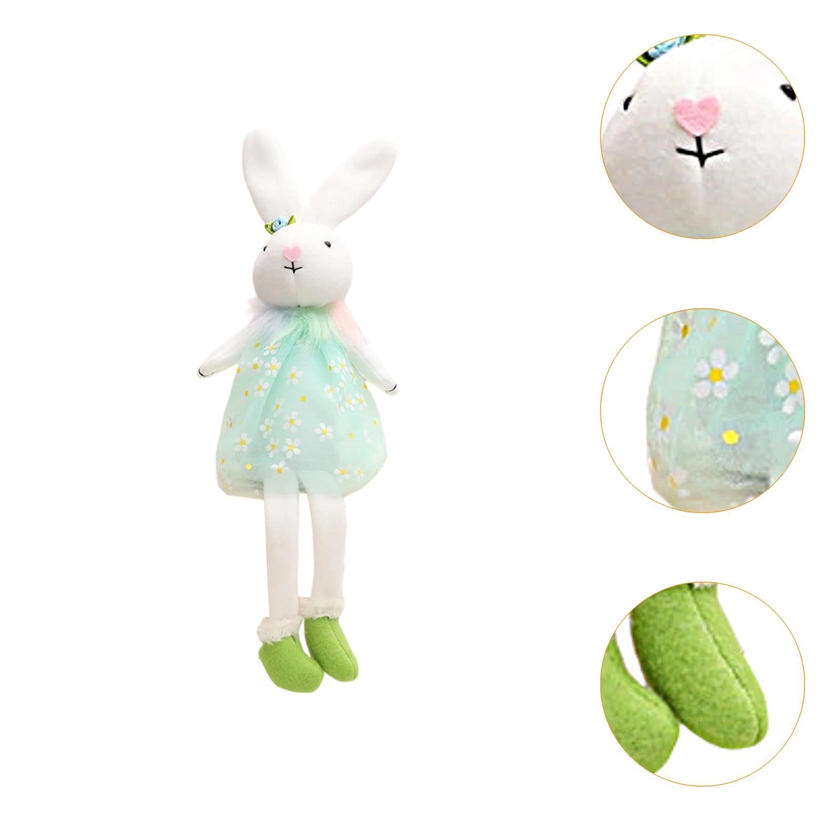 Easter Bunny Doll Creative Decor Stuffed Statue for Shelf Tabletop Fireplace Blue