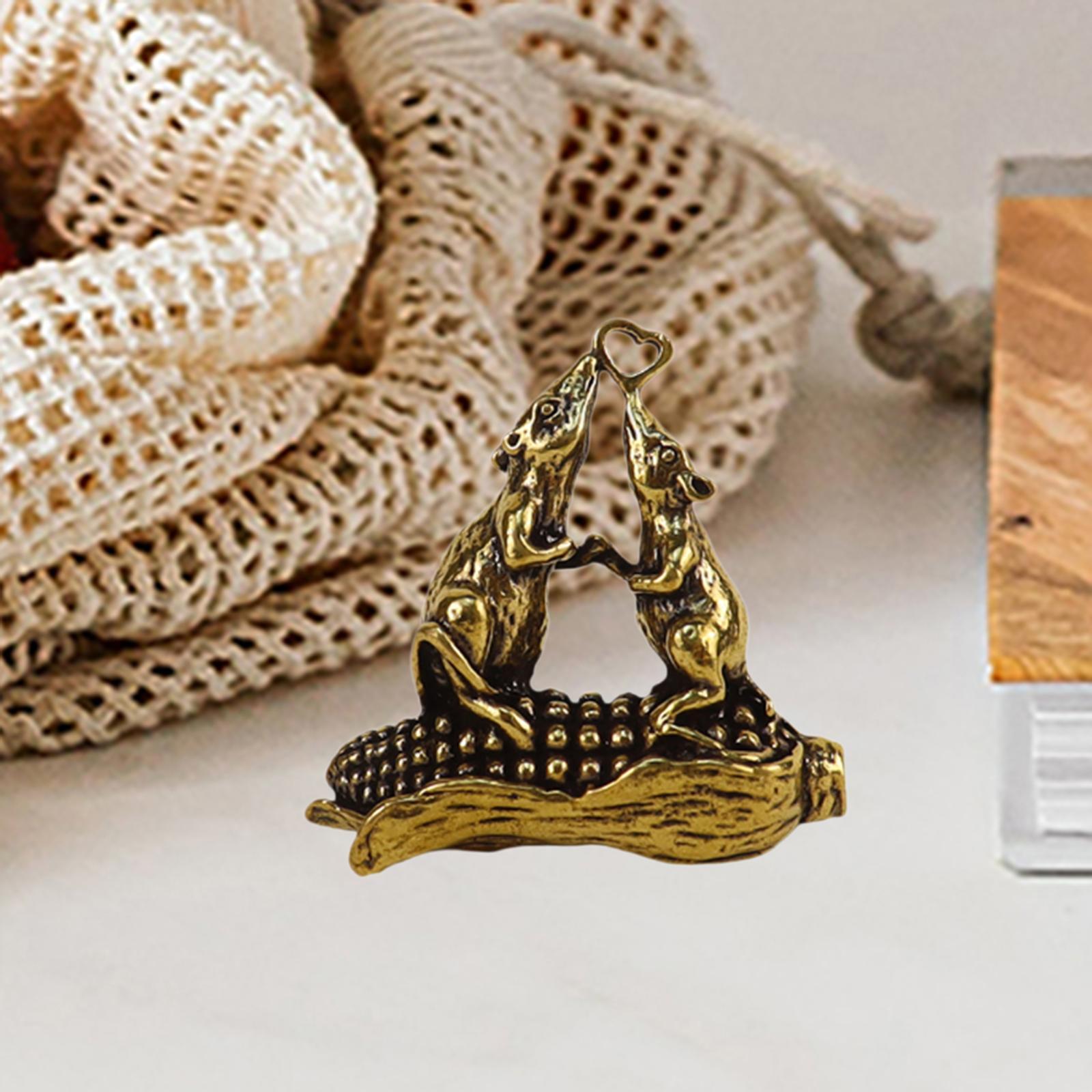 Brass Mouse Keychain Mini Simulated Mouse Figurine for Cafe Desktop Tea Room