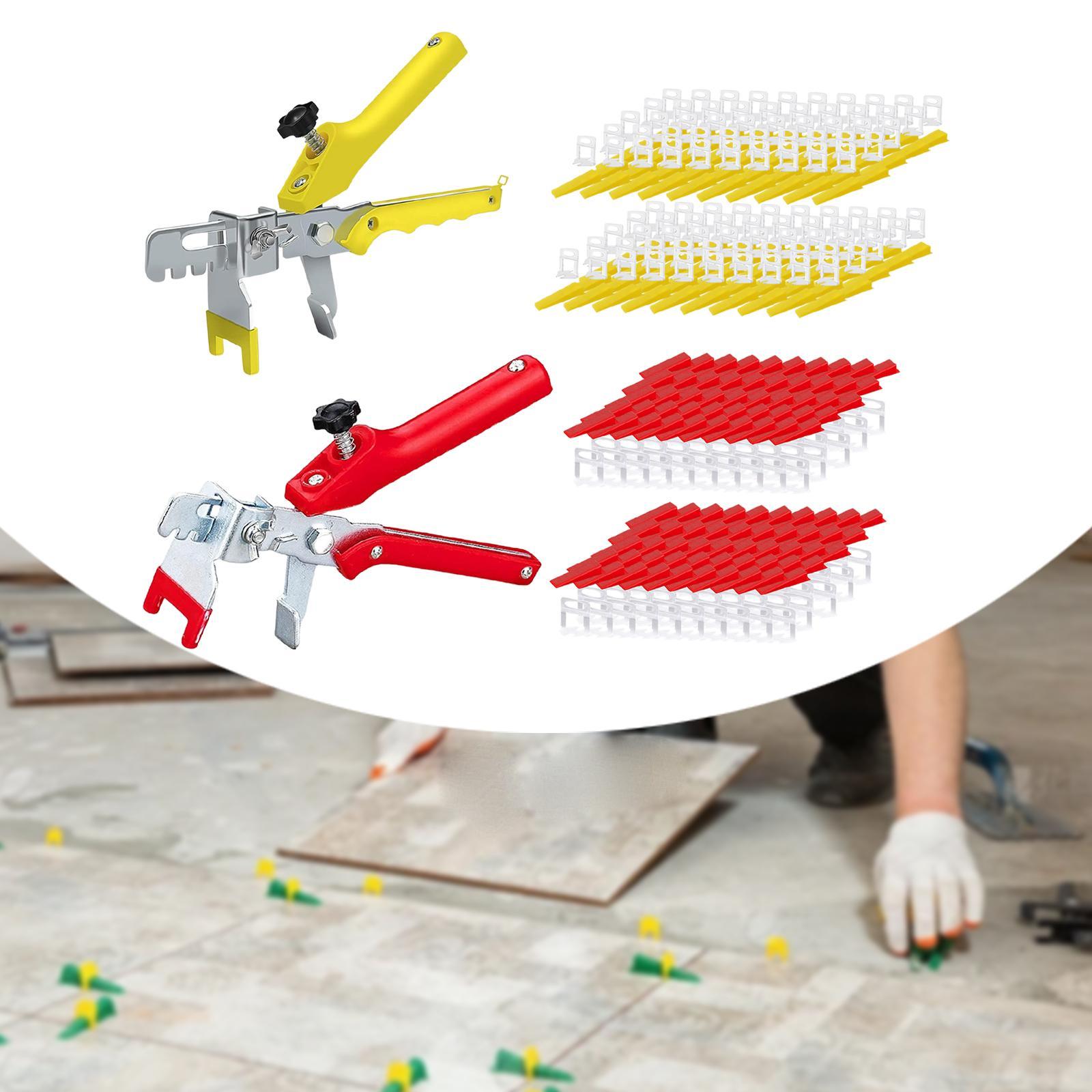 Tiling Installation Tool with 100 Tile Spacers Clips and 100 Reusable Wedge yellow