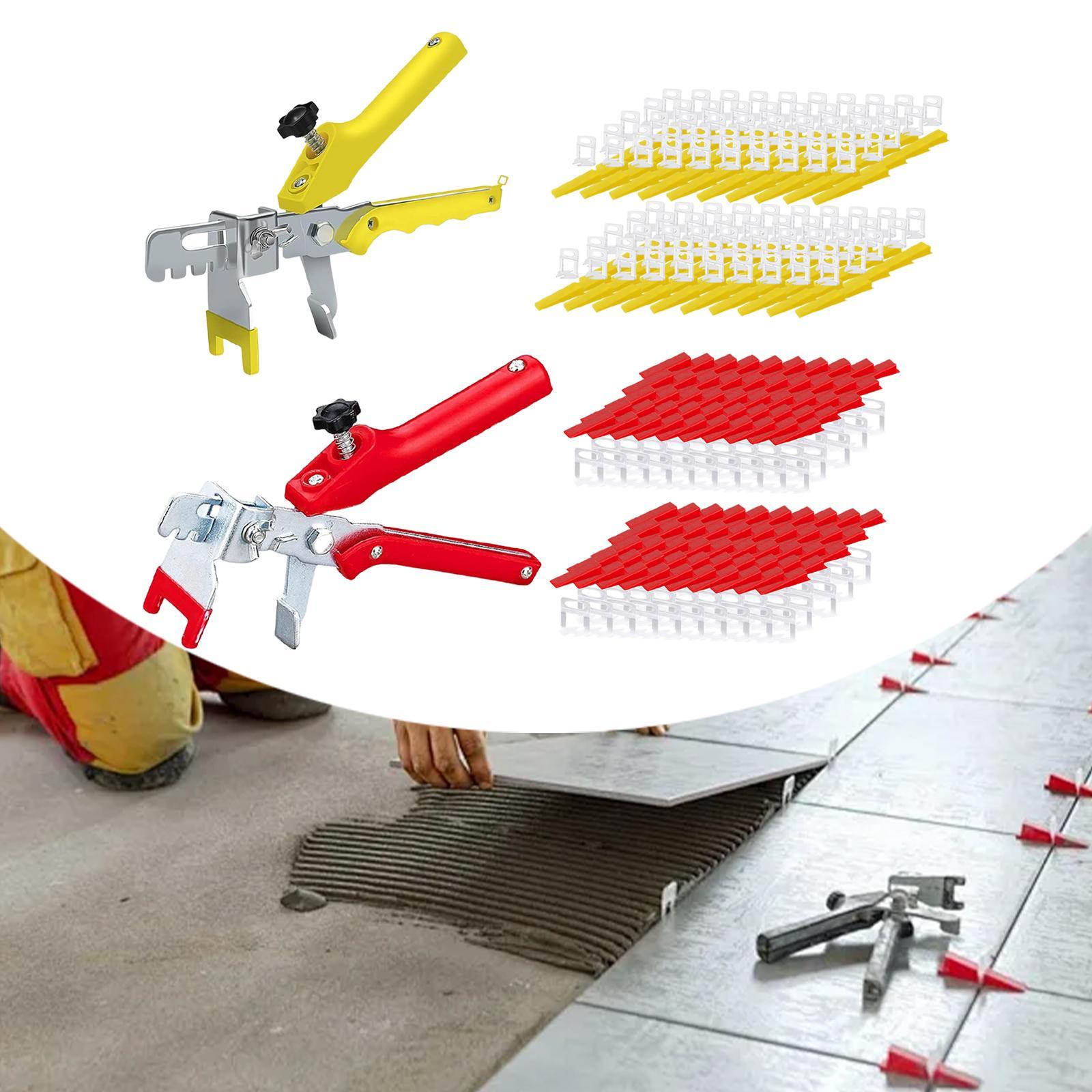 Tiling Installation Tool with 100 Tile Spacers Clips and 100 Reusable Wedge yellow