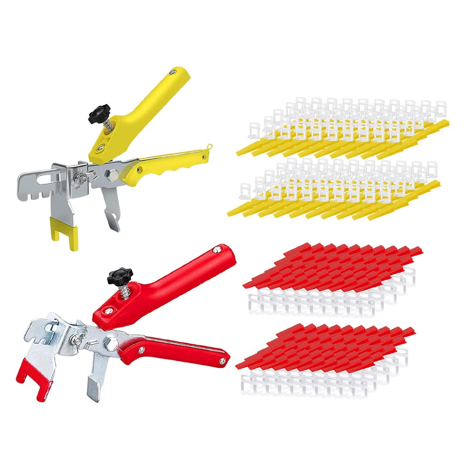 Tiling Installation Tool with 100 Tile Spacers Clips and 100 Reusable Wedge yellow