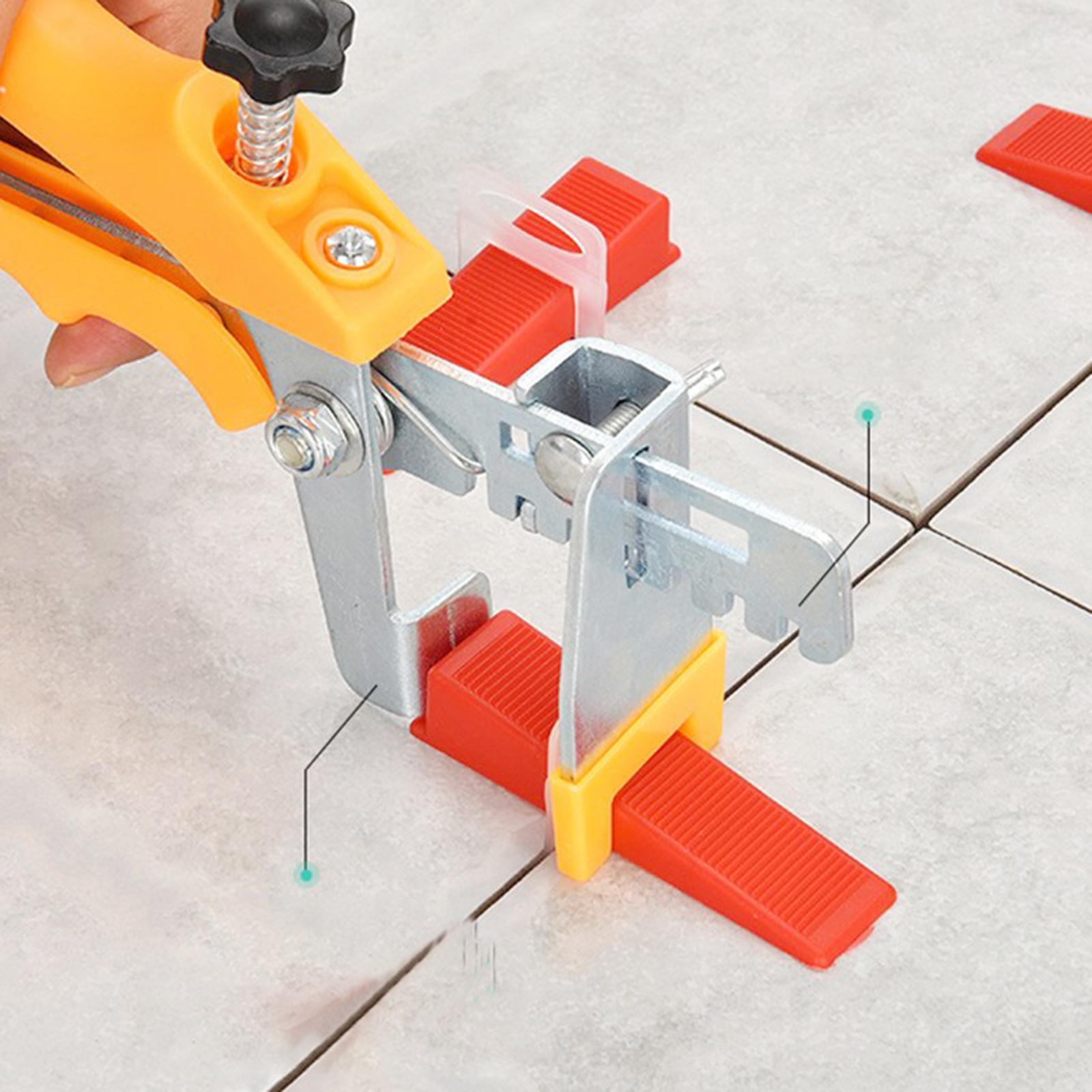 Tiling Installation Tool with 100 Tile Spacers Clips and 100 Reusable Wedge red
