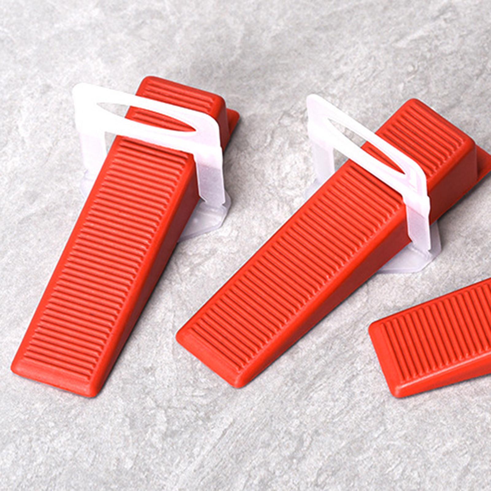 Tiling Installation Tool with 100 Tile Spacers Clips and 100 Reusable Wedge red