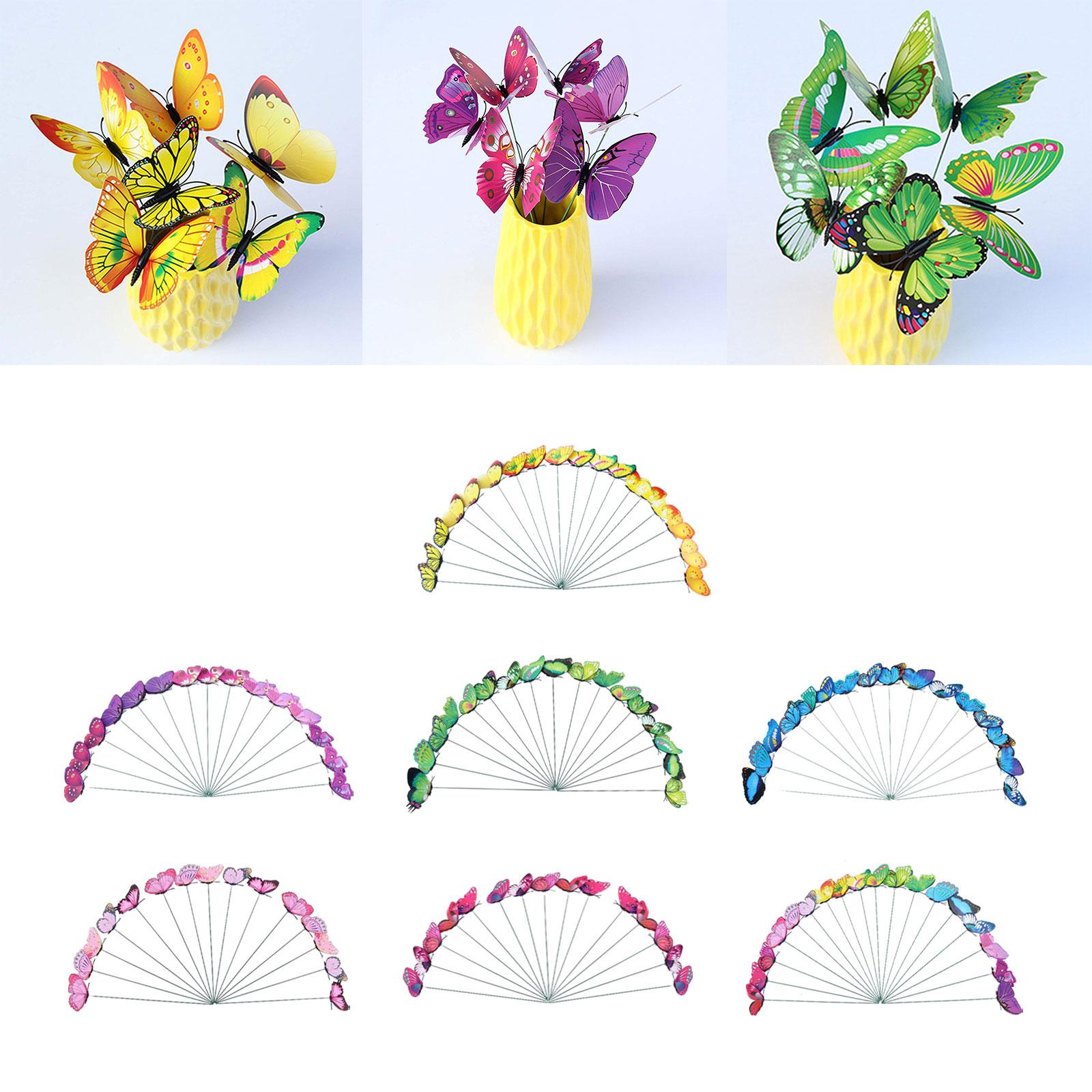 24x Butterfly Garden Stakes Housewarming Patio Butterfly Decorations Outdoor Yellow