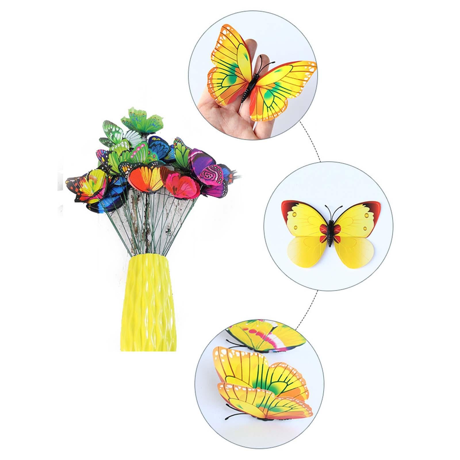24x Butterfly Garden Stakes Housewarming Patio Butterfly Decorations Outdoor Yellow