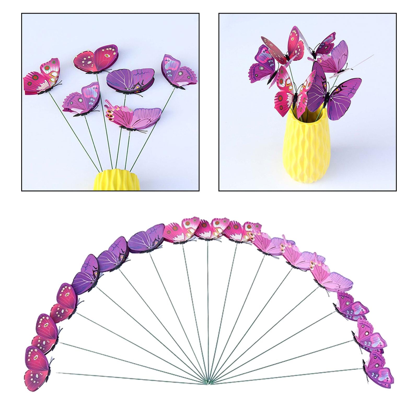 24x Butterfly Garden Stakes Housewarming Patio Butterfly Decorations Outdoor Purple