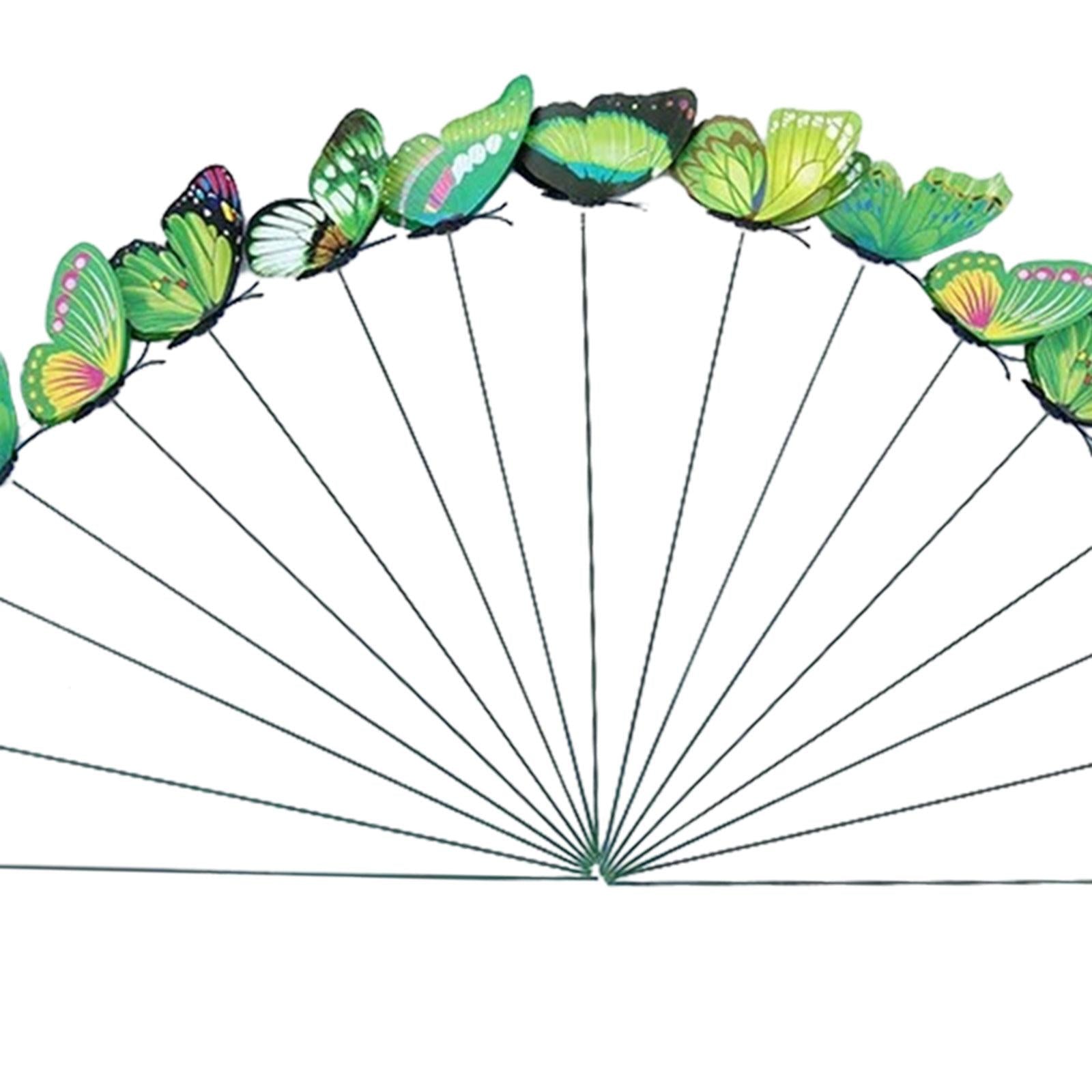24x Butterfly Garden Stakes Housewarming Patio Butterfly Decorations Outdoor Green