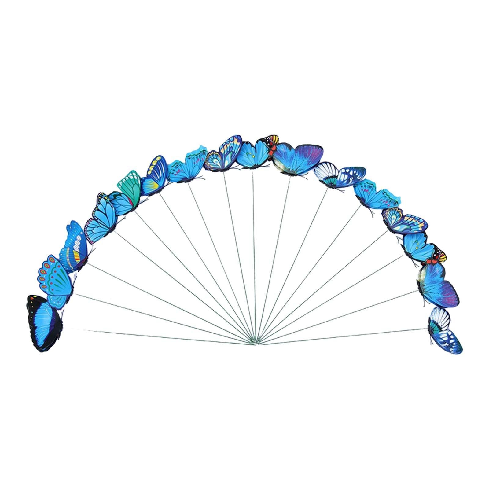 24x Butterfly Garden Stakes Housewarming Patio Butterfly Decorations Outdoor Blue