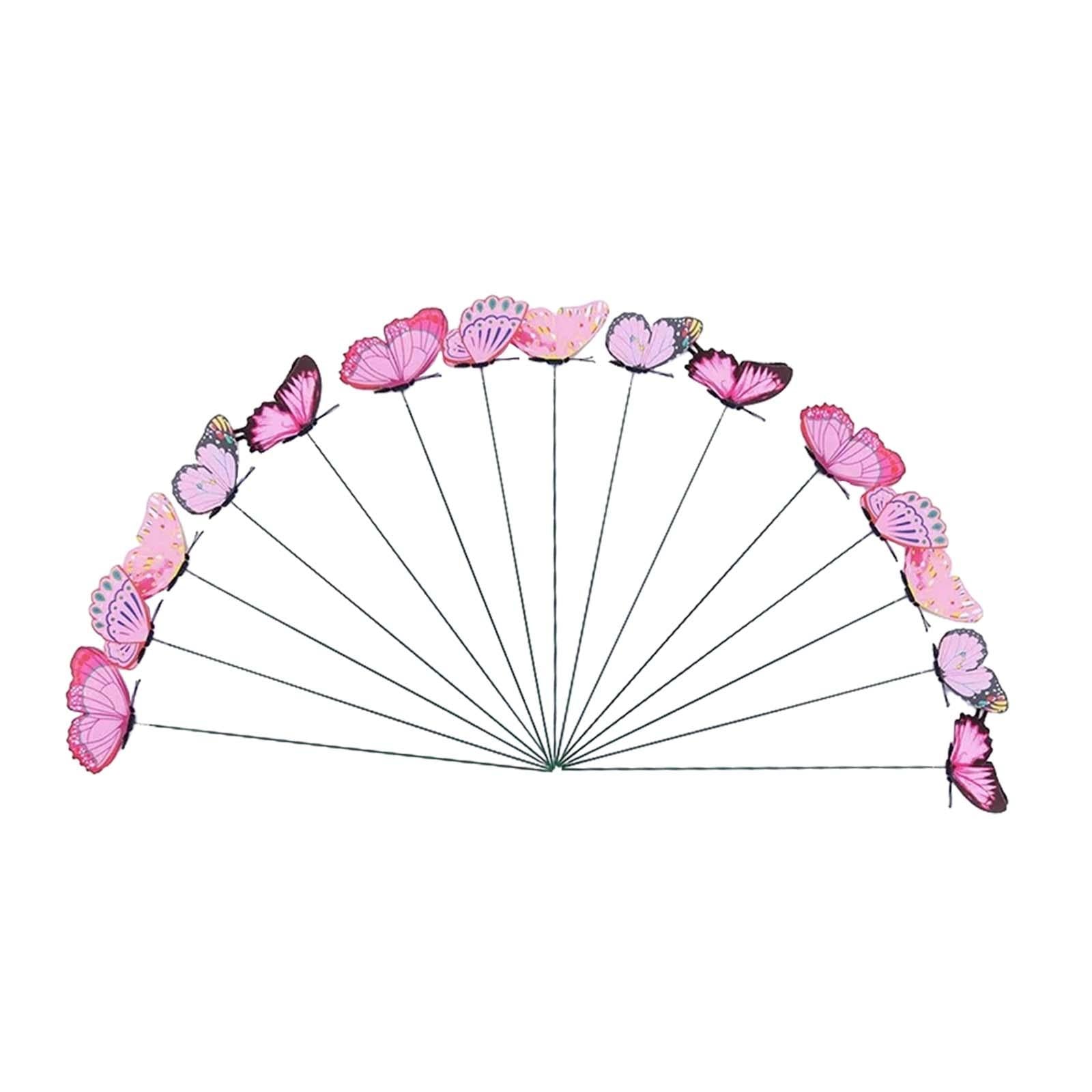 24x Butterfly Garden Stakes Housewarming Patio Butterfly Decorations Outdoor Pink