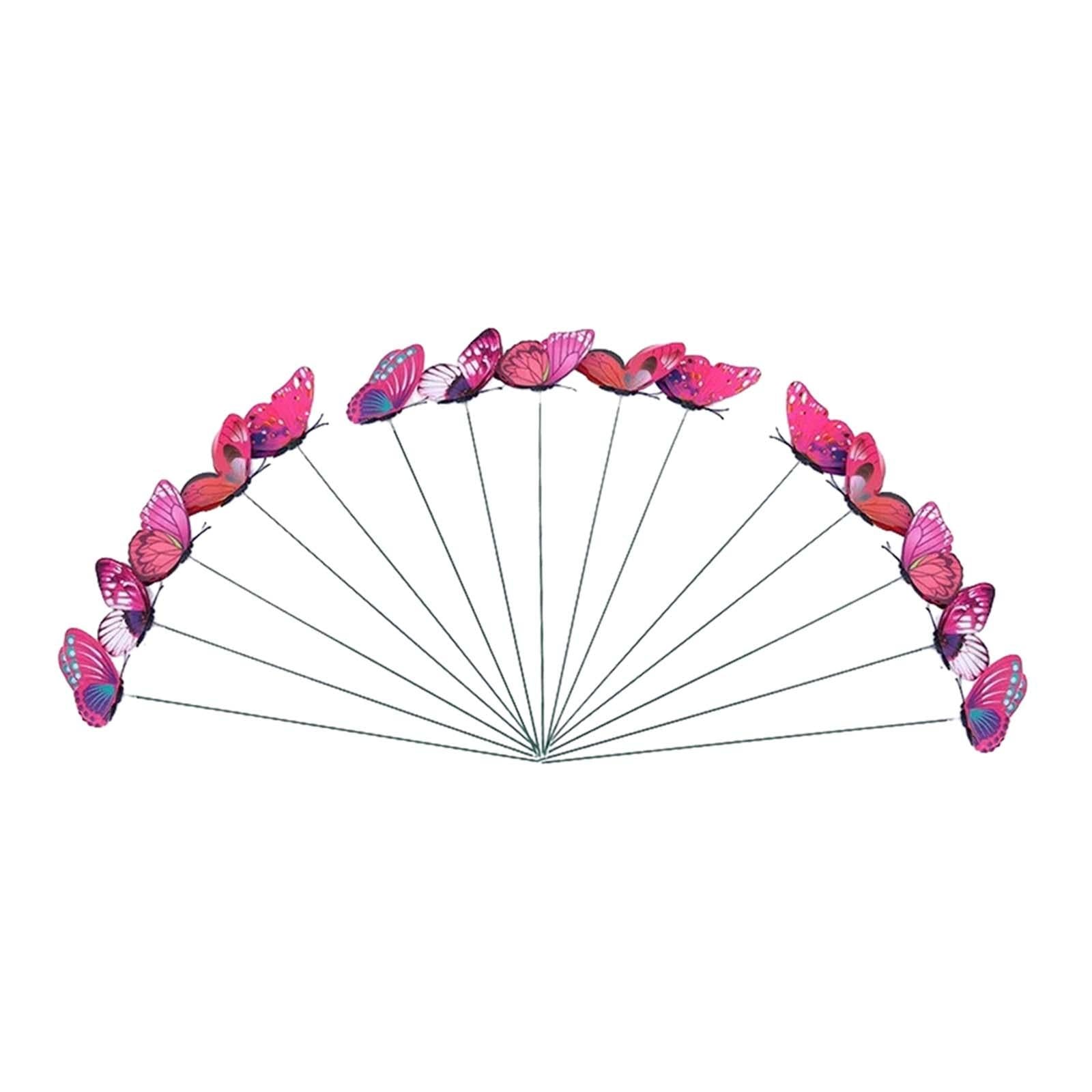 24x Butterfly Garden Stakes Housewarming Patio Butterfly Decorations Outdoor Purple Red