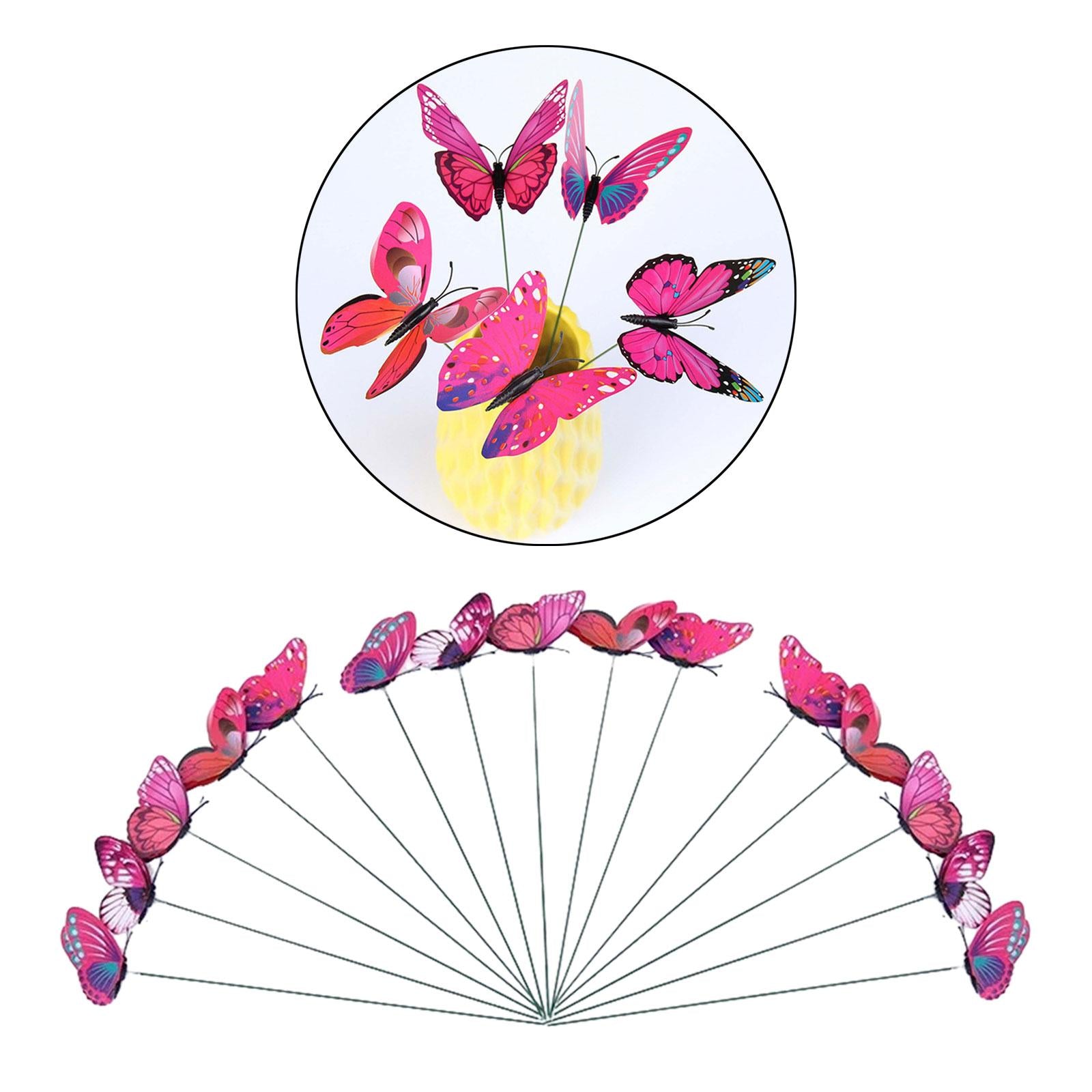 24x Butterfly Garden Stakes Housewarming Patio Butterfly Decorations Outdoor Purple Red