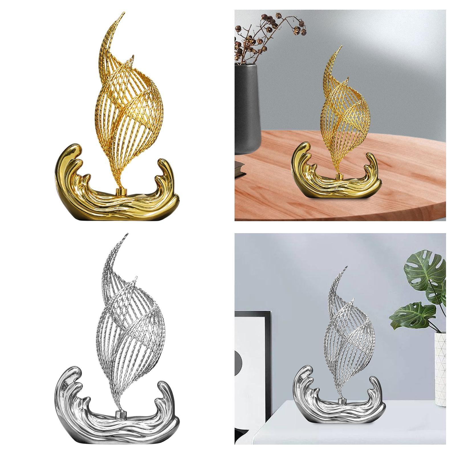 Ceramic Statue for Home Decor Iron Sculpture for Living Room Desktop Bedroom Gold
